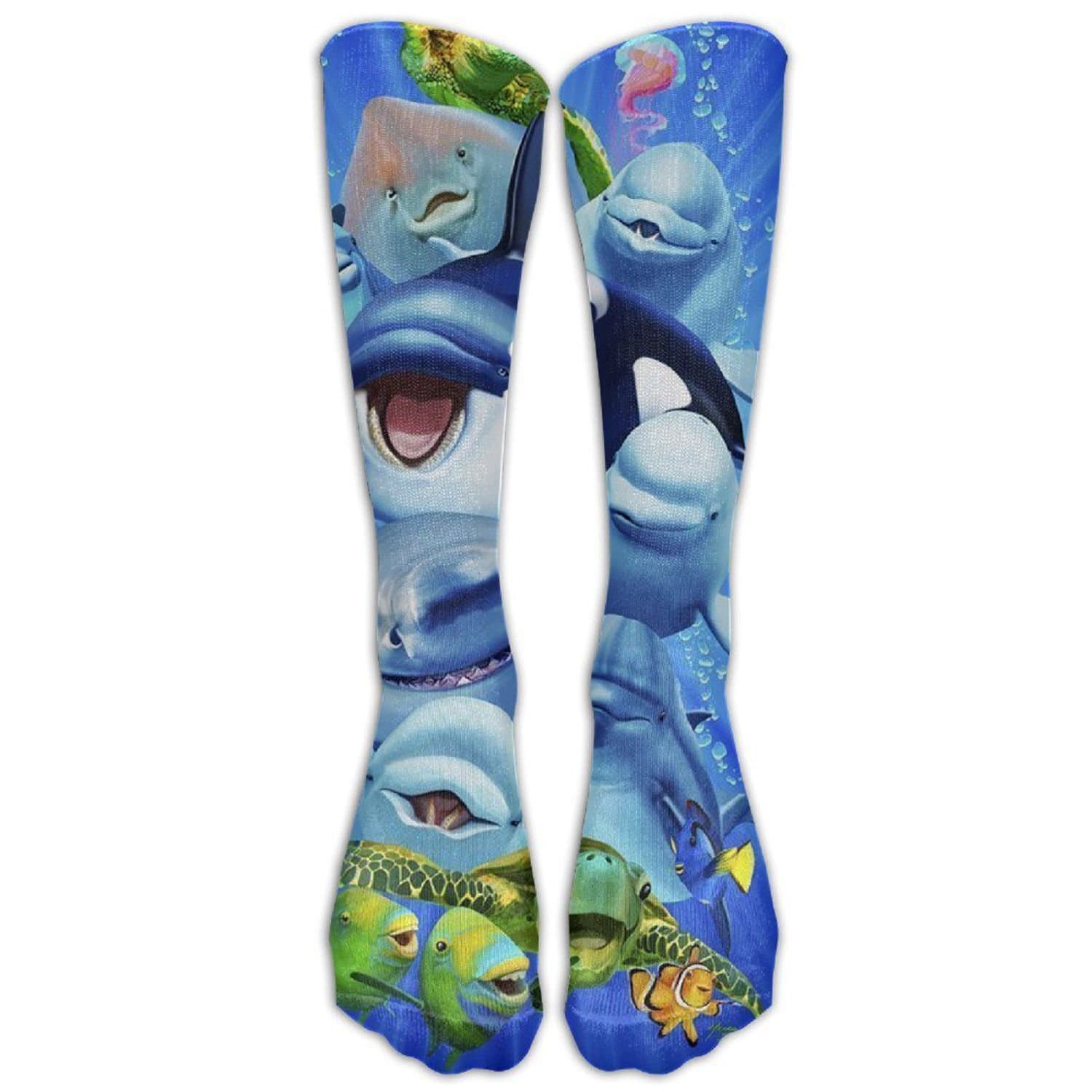 Ocean Animals Dolphin Shark Turtle Whale Long Socks Women's Knee High Funky Socks