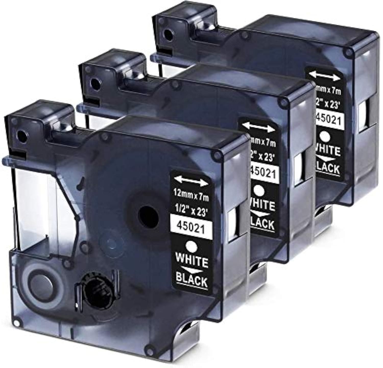 Replacement for Dymo White on Black Label Tape D1 45021 Permanent Polyester Tapes 1/2-Inch S0720610 Compatible with DYMO LabelManager 160 210D 280 360D COLORPOP, 3-Pack