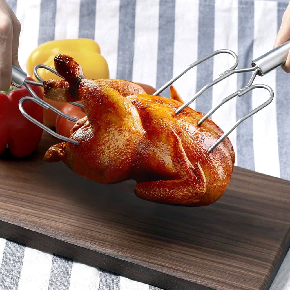 TAFOND Stainless Steel 2 Set Turkey and Poultry Lifters,Roast Ham Chicken Carving Forks BBQ Tool, Carving Turkey Forks for Thanksgiving Day