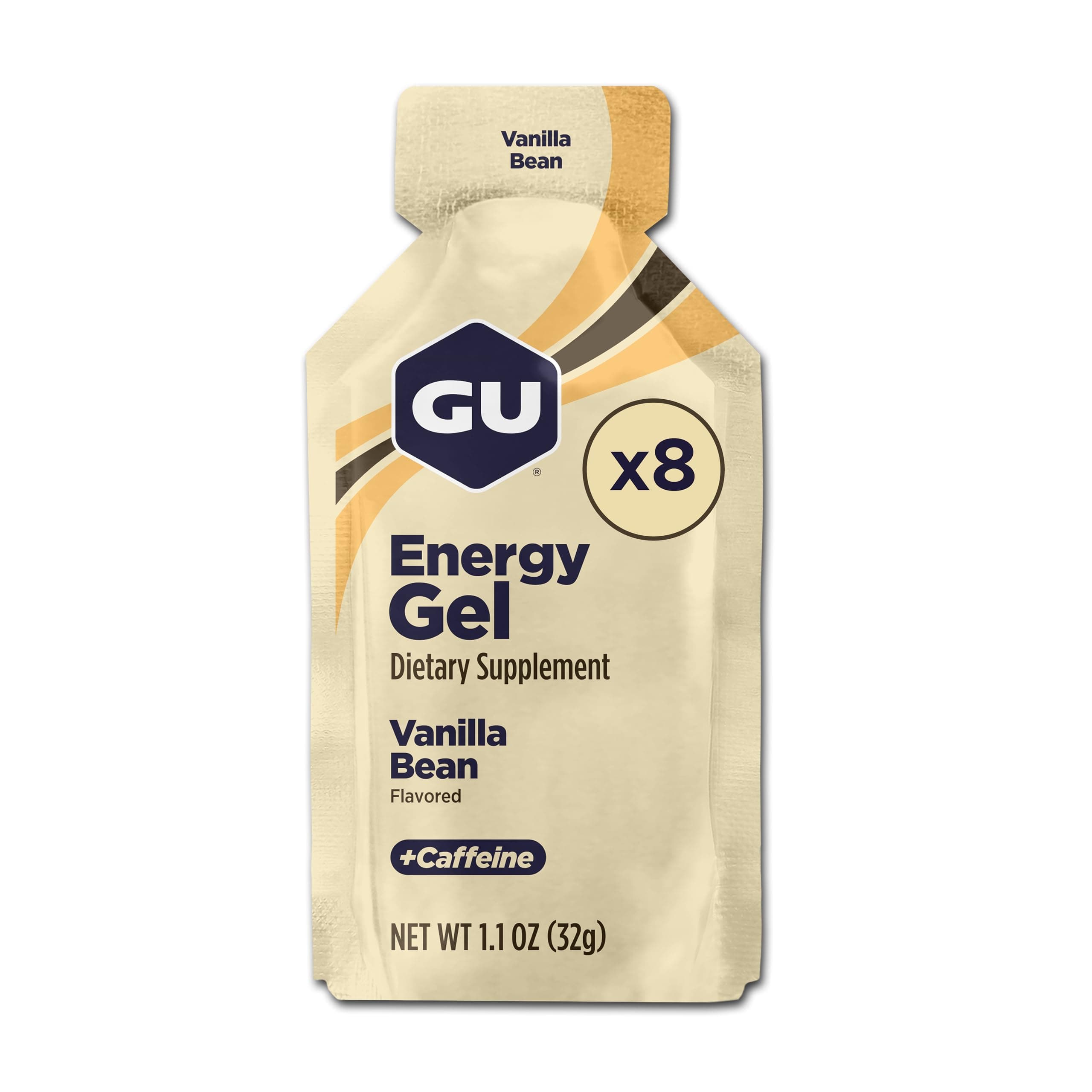 GU Original Sports Nutrition Energy Gel, Vanilla Bean, 8-Count by GU Energy Labs
