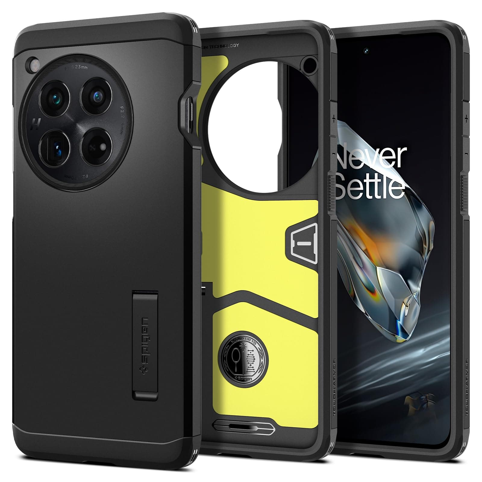Tough Armor | OnePlus 12 Case [Kickstand] [Air Cushion Protection] OnePlus 12 Back Cover | TPU+PC - Black