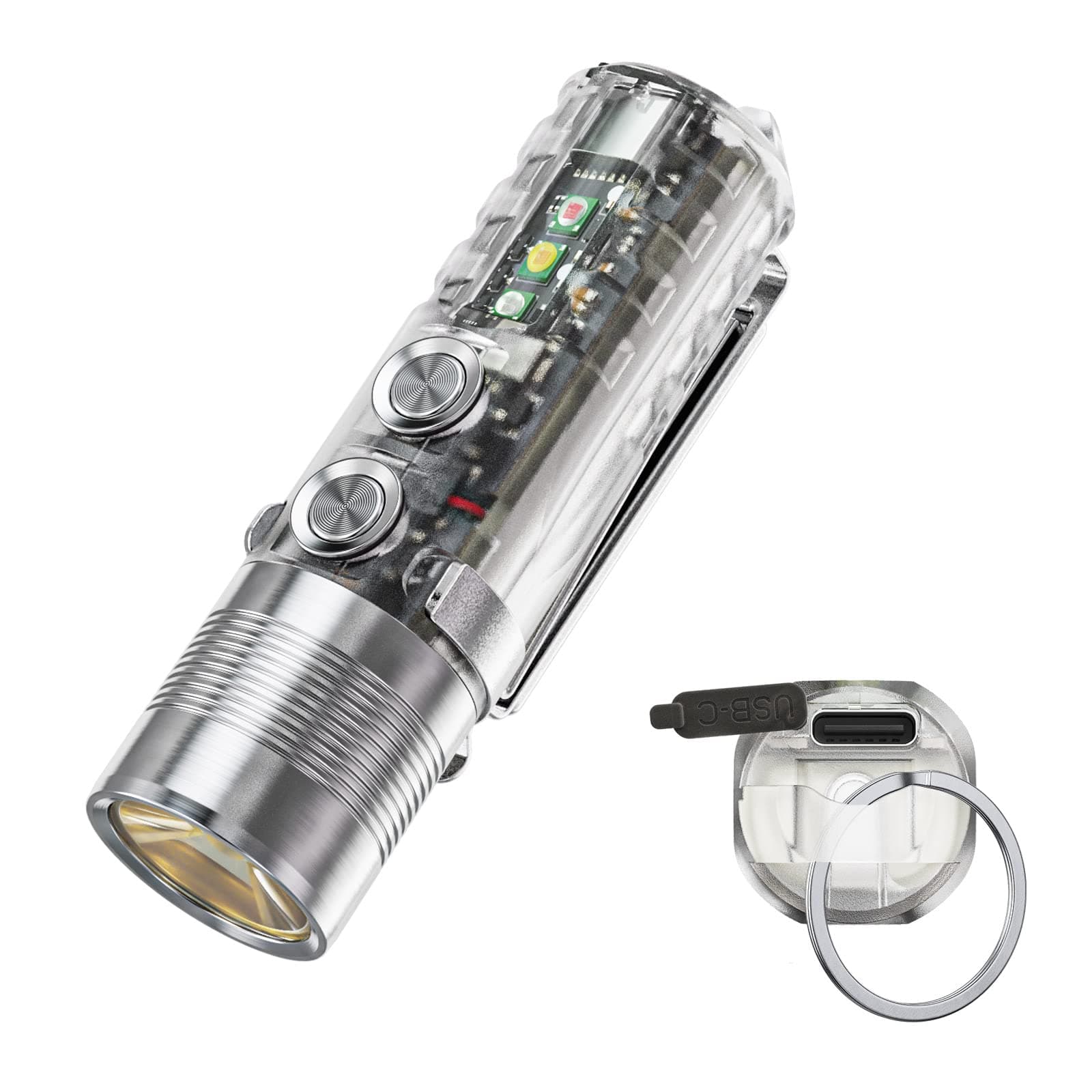 Aurora A28 2nd USB-C EDC Flashlight, 6500K Cool White Max 1000 Lumen, 850mAh Rechargeable, with Red/White/365nm Sidelights, Momentary On, Ideal for Camping