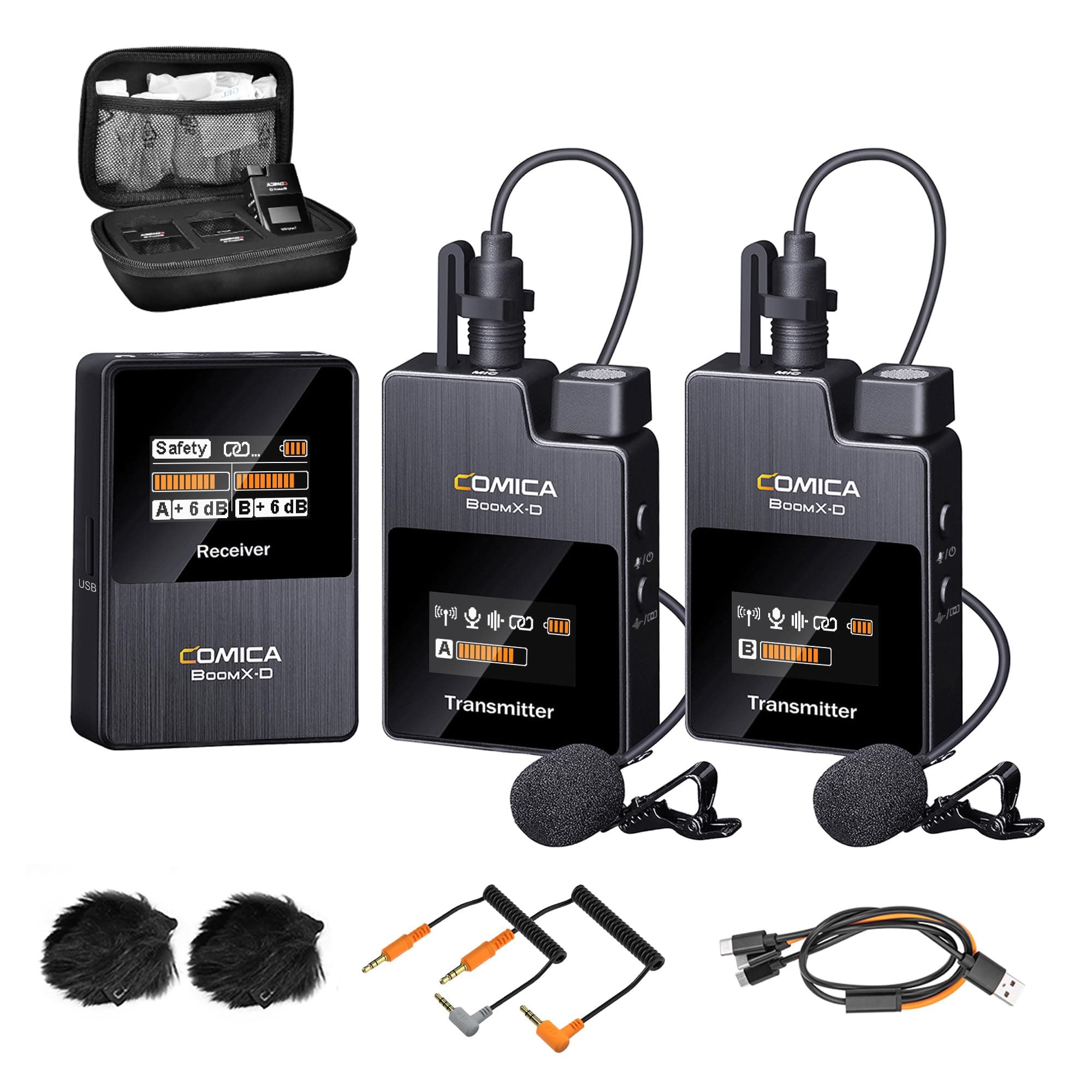 – Wireless Dual Lavalier Microphone, BoomX-D2 2.4G Compact Wireless Microphone System with 2 Transmitter 1 Receiver, Lav Mic for Smartphone Camera Podcast Interview YouTube Live-steam