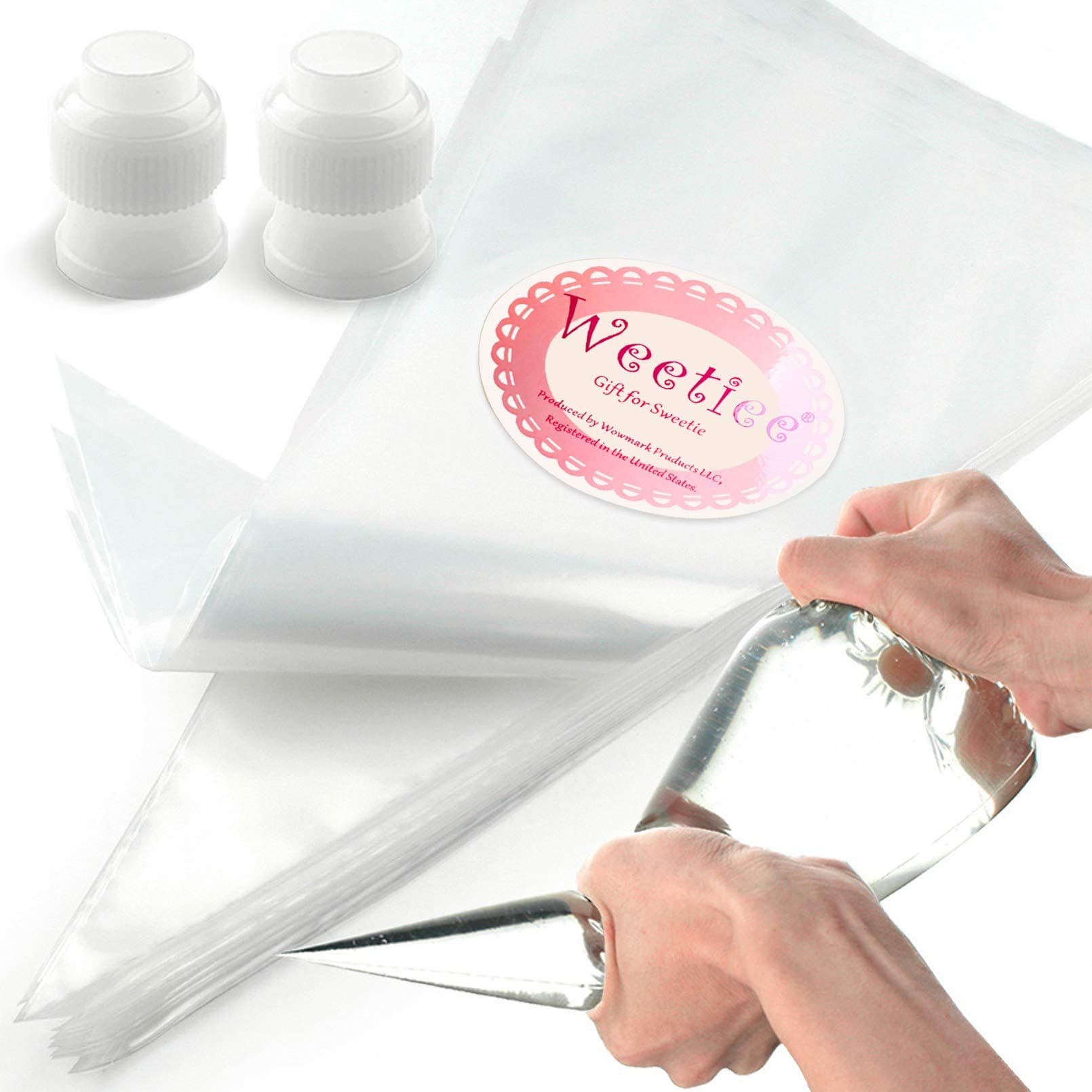 Weetiee 12-Inch Anti-Burst Disposable Piping Bags with 2 Couplers