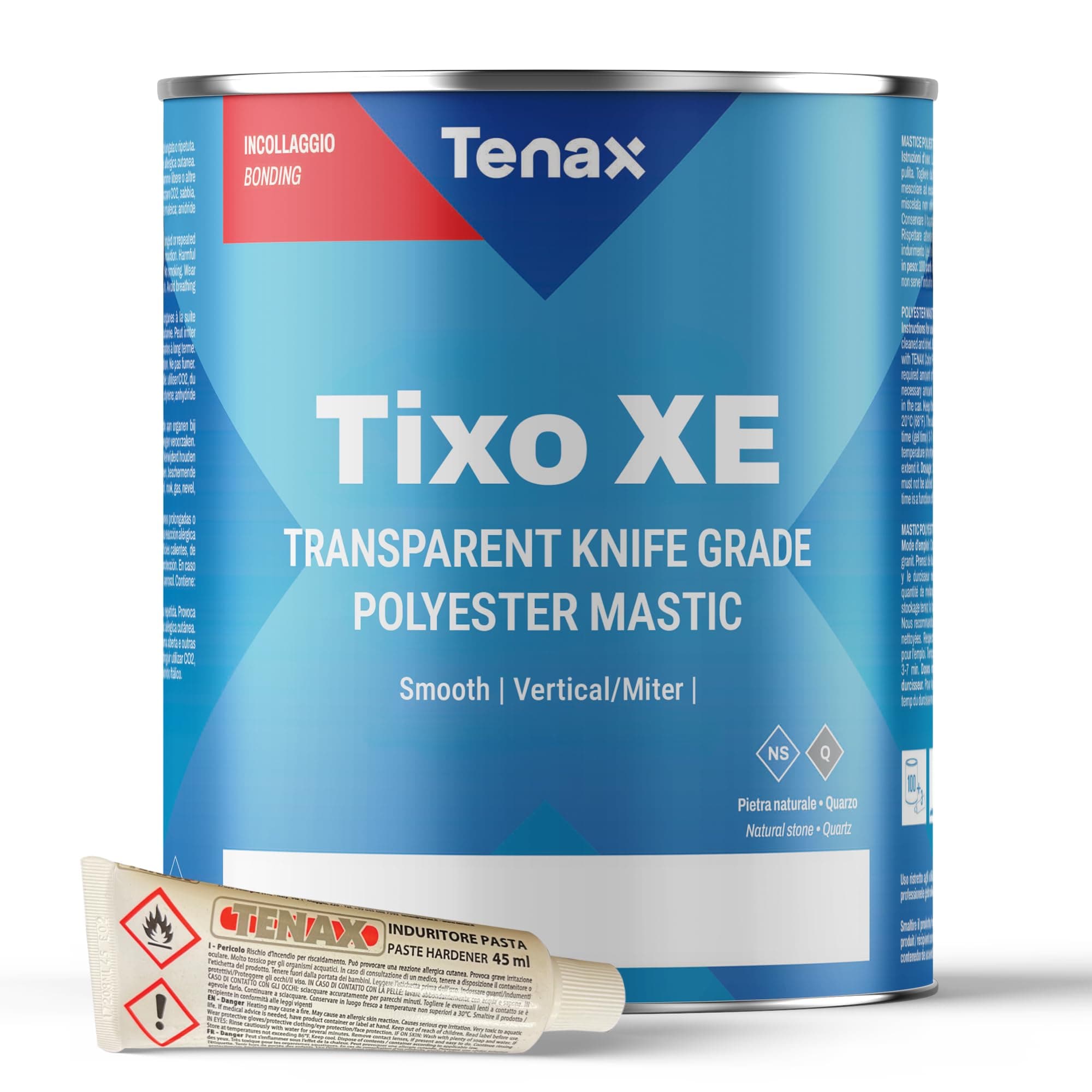 Tixo XE Transparent Polyester Mastic – Knife Grade Stone Adhesive for Granite, Marble & Natural Stone – Clear Professional Glue for Seams, Laminations, Repairs & Stone Fabrication