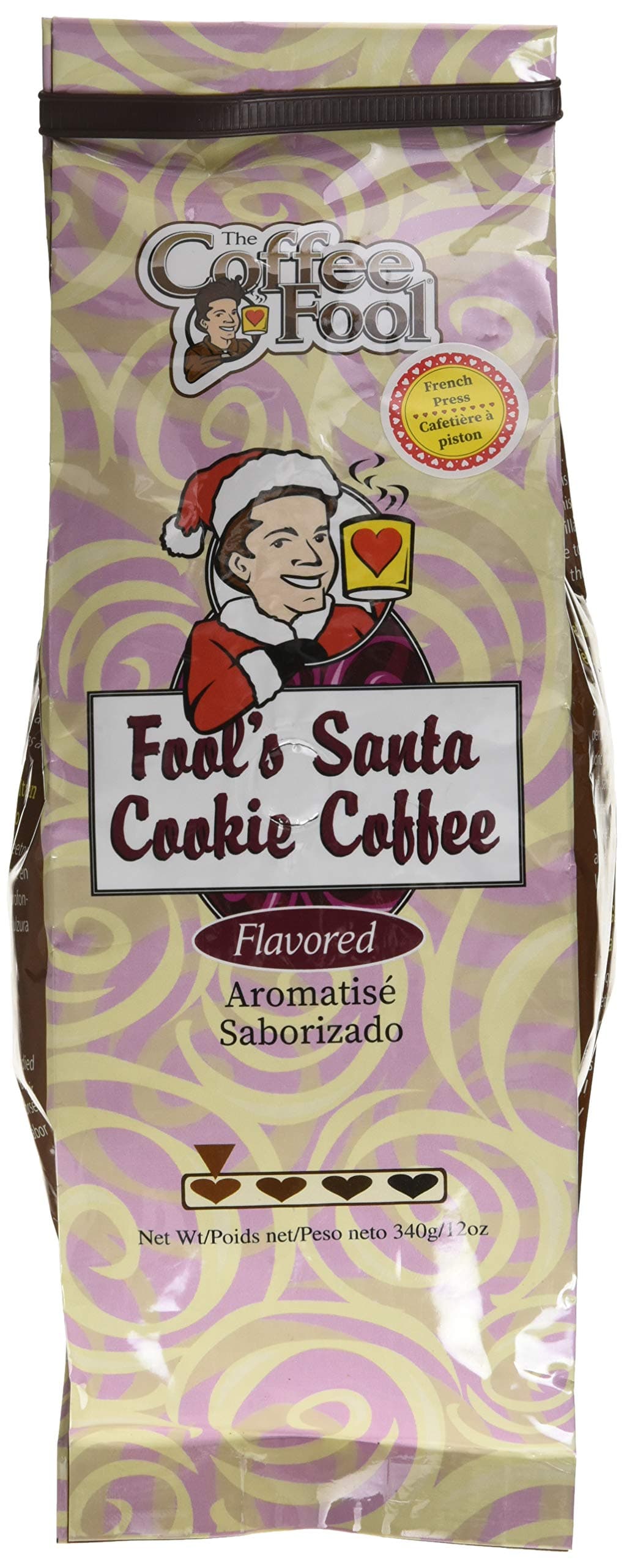 The Coffee Fool French Press Coffee, Fool's Santa Cookie Coffee, 12 Ounce