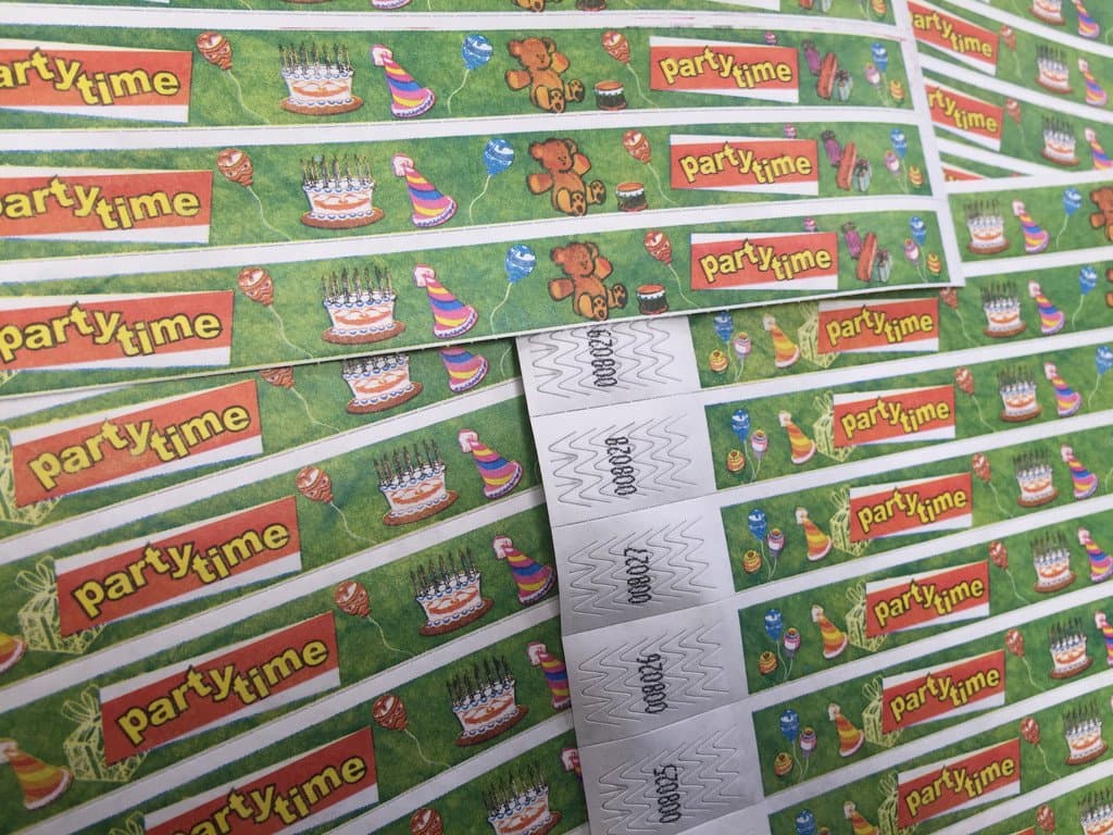 Party Time - 500 Pack - Tyvek Wristbands for Parties, Clubs, Festivals and Events. Premium Quality Security Labels - 19mm Kids Fun Colourful Bracelets 3/4 Inch