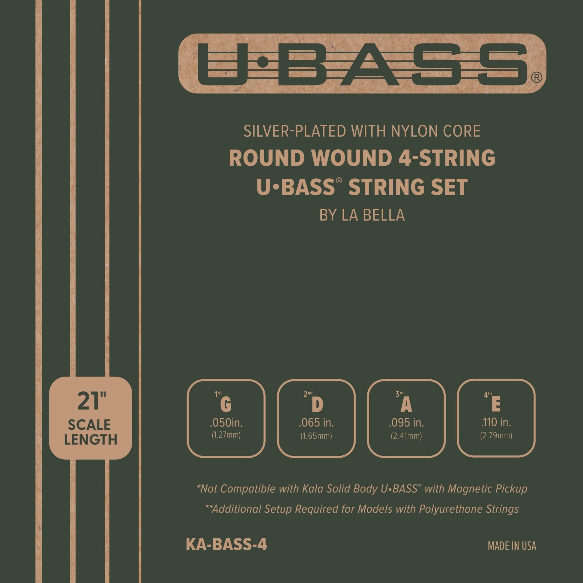 Kala Metal Round Wound Uā¢BASSĀ® Strings