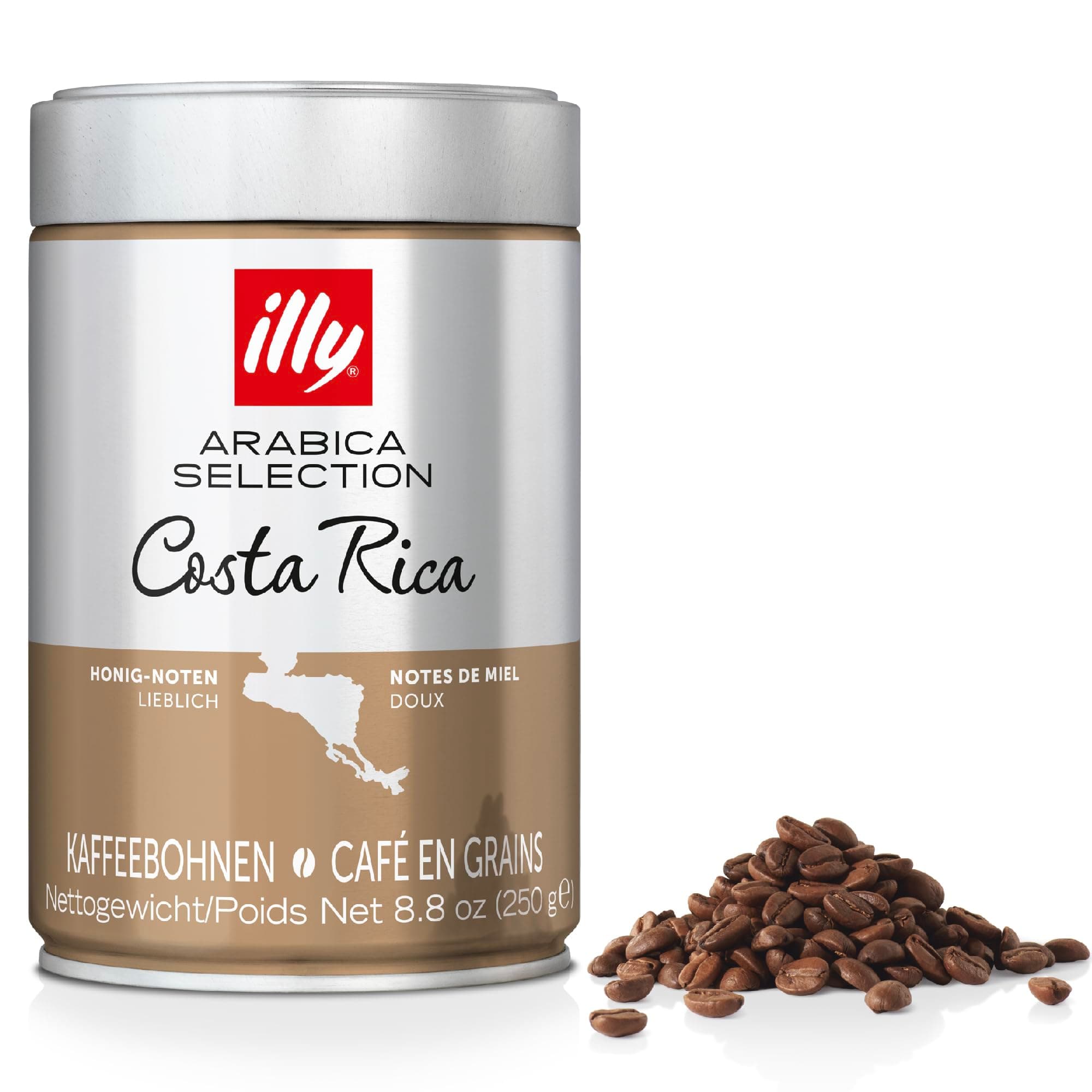 Costa Rica Coffee Beans, Medium Roast, 100% Arabica, Ideal for Moka Pots & Filter, 250g Tin