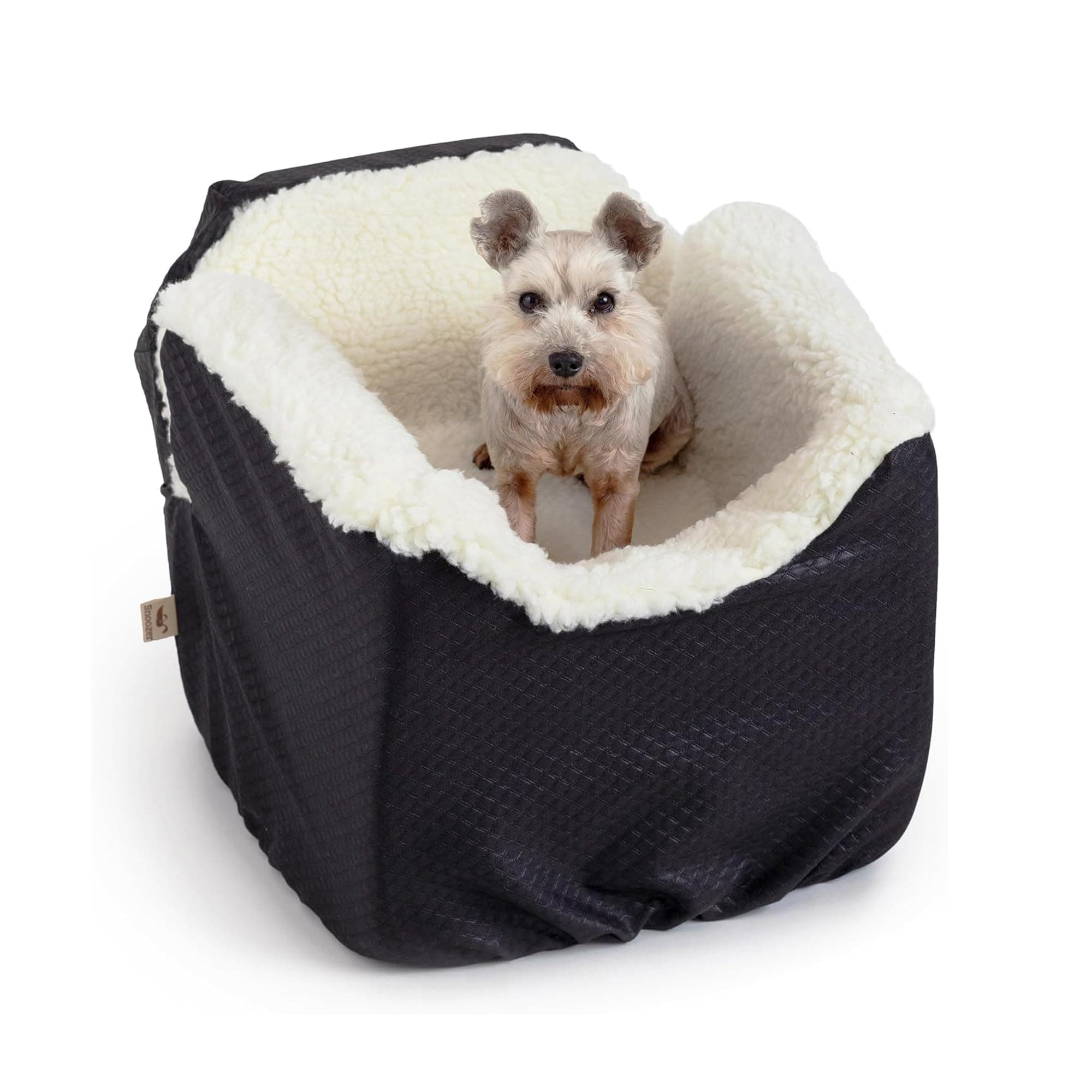 Snoozer Lookout I Car Seat - Dog Car Seats for Small Dogs, Puppy Booster Bed for Small Sized Pets up to 18 Lbs, Elevated, Washable - Size S, Black Diamond