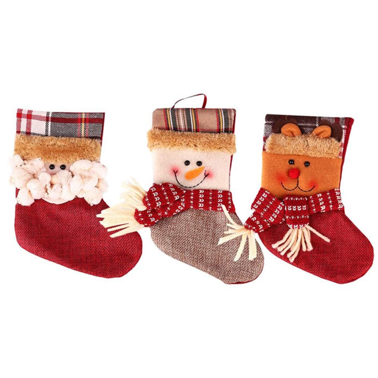 Ehoomely 4 Pcs Set Xmas Stockings- Classic Christmas Stockings 15" Height Cute Santa's Toys Stockings (3 Pack Xmas Socks)