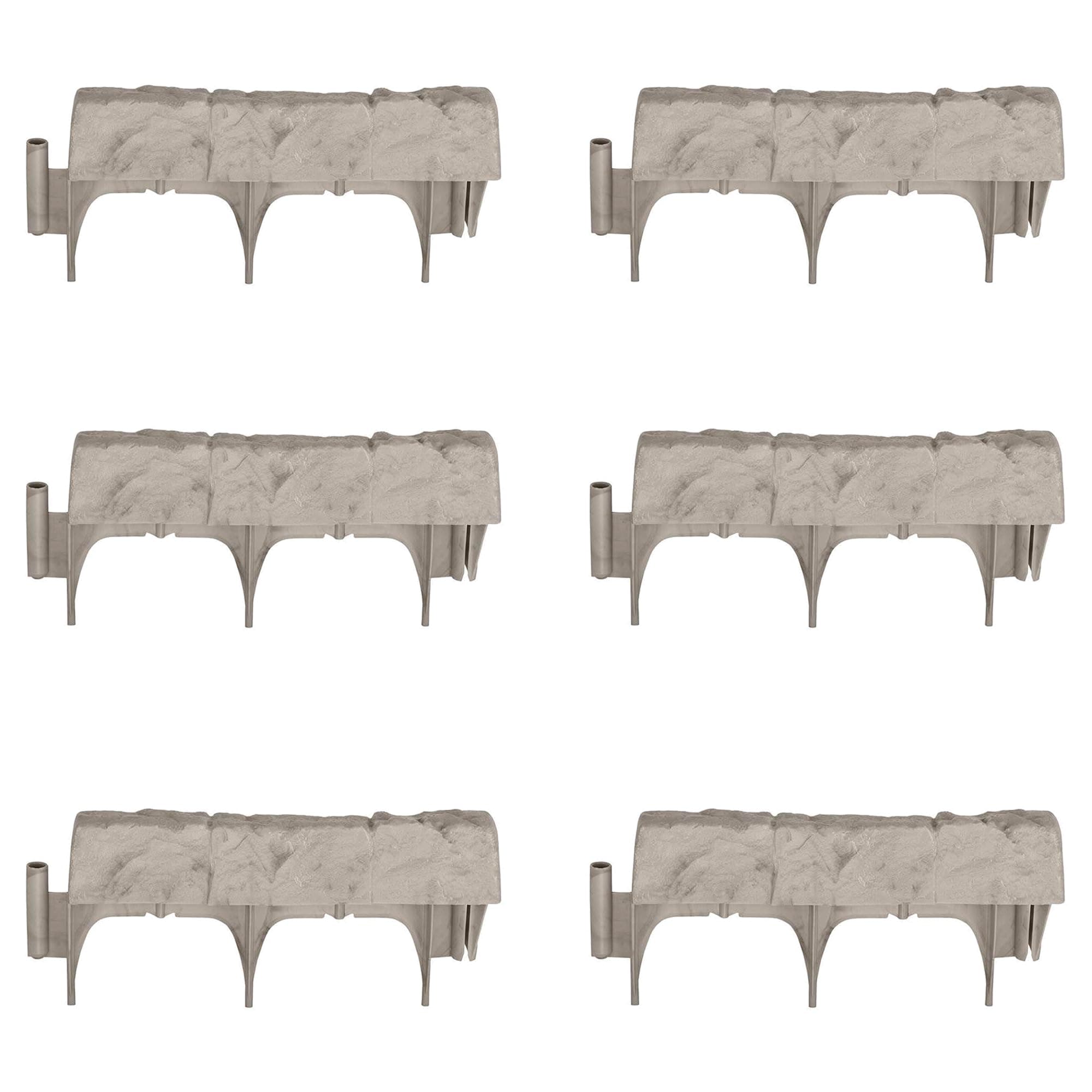 Interlocking Border Edging - Stone -Like Poly Construction for Garden, Lawn, and Landscape Edging - Water Resistant Border for Containing Trees, Flower Beds and Walkways - Light Taupe -Gray