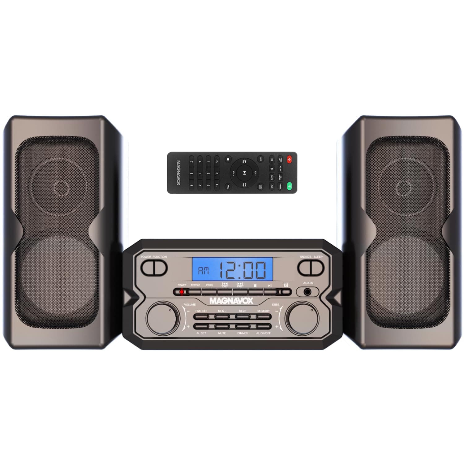 Magnavox MM435M-BK 3-Piece Compact CD Shelf System with Digital FM Stereo Radio, Bluetooth Wireless Technology, and Remote Control in Black | LCD Display | AUX Port Compatible | 2022 Version |