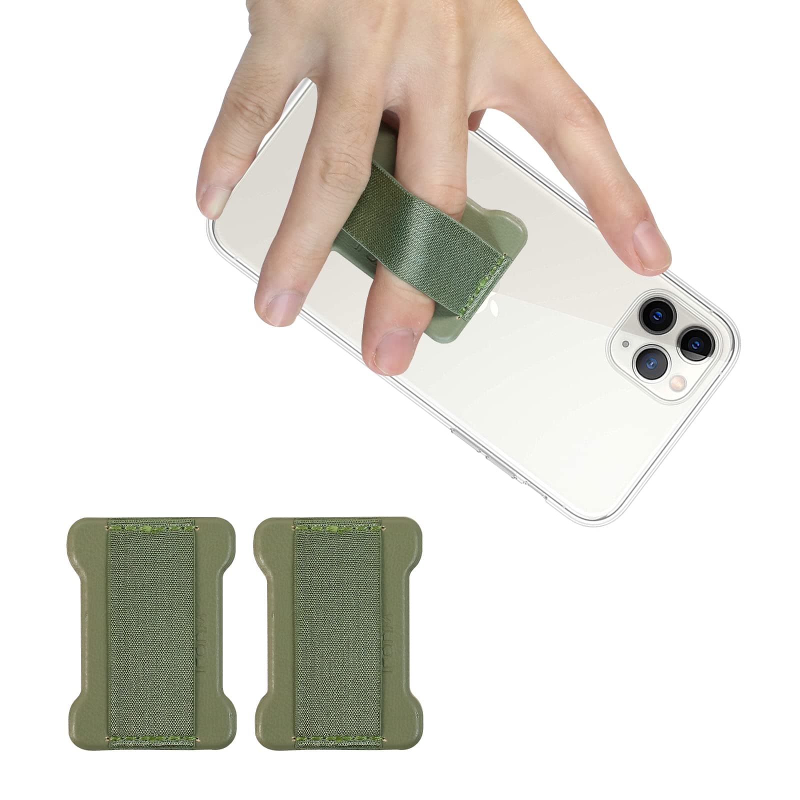 WUOJIPhone Grip Finger Strap Holder, Phone Gripper for Back of Phone Grip Phone Finger Holder Suitable for iPhone Samsung and Most Smartphones -2Pack(DarkGreen)