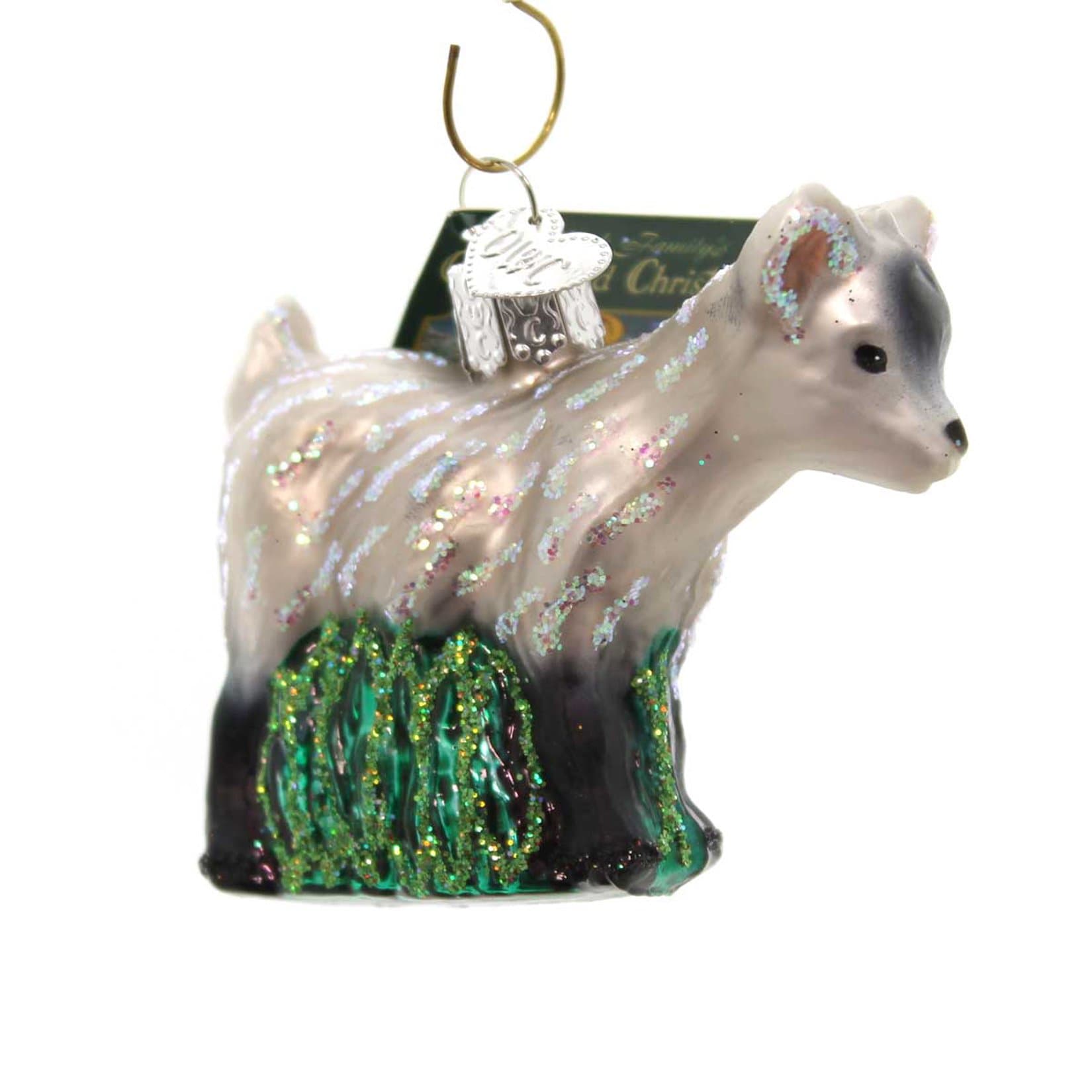 Pygmy Goat Glass Blown Ornament for Christmas Tree, Handcrafted Holiday Decoration, Farm Animal Collection