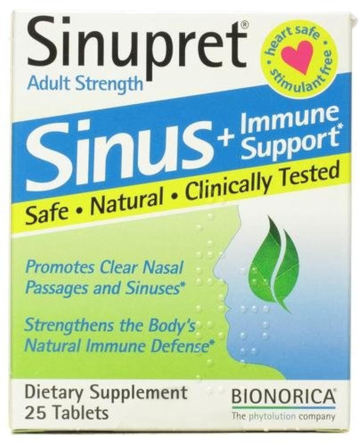 Bionorica the phytolution company Sinupret Adult Strength Sinus + Immune Support All Natural, Fast Acting Herbal Nasal Passage & Immunity Boost Supplement With Verbena & Elder Flower - 25 Tablets