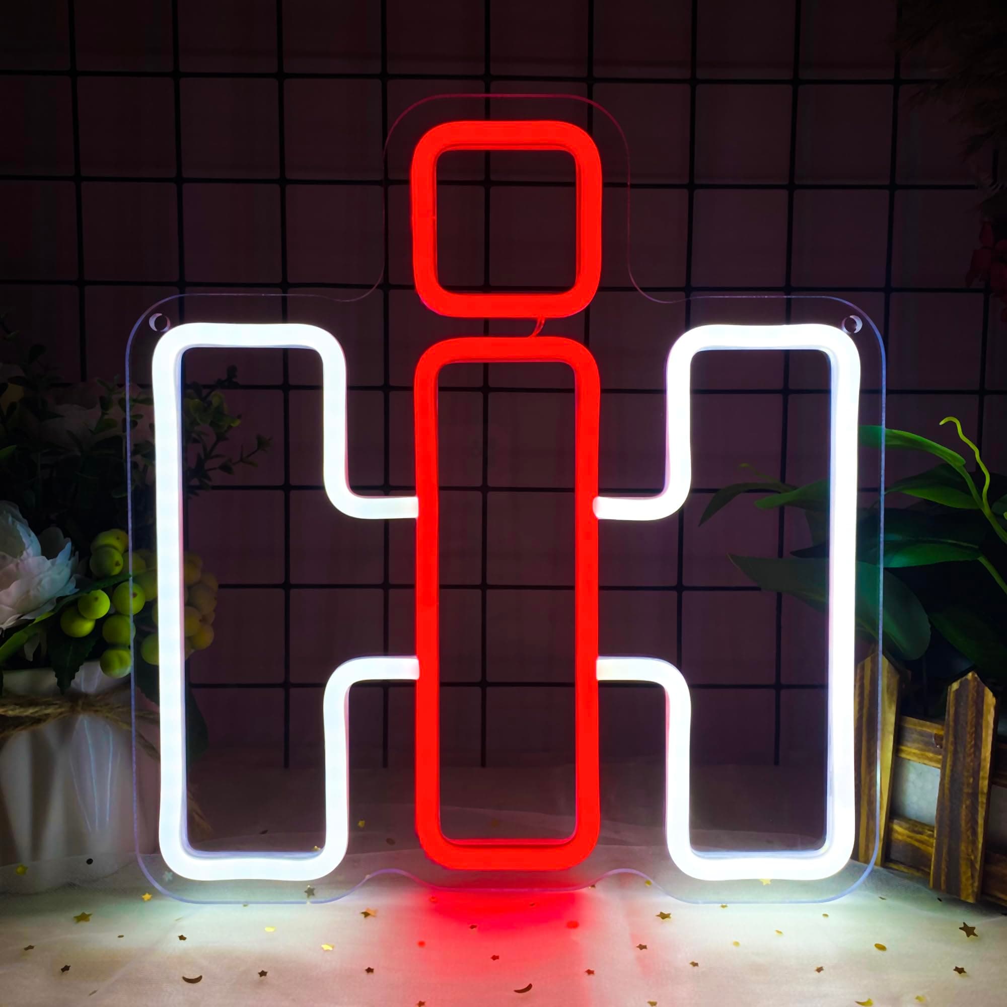 International Harvester Neon Signs for Wall Decor Dimmable IH Tractor Vehicle Neon Light Farm Repair Shop Basement Signs USB Powered for Farm Bedroom Man Cave Bar Birthday Gifts