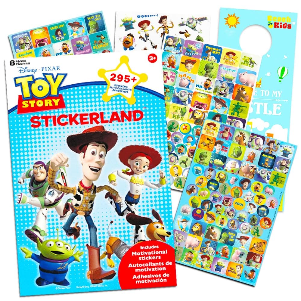 Disney Pixar Toy Story Party Favors Stickers Pack ~ Bundle with 295+ Toy Story Stickers, 4 Sticker Sheets (Toy Story Party Supplies)