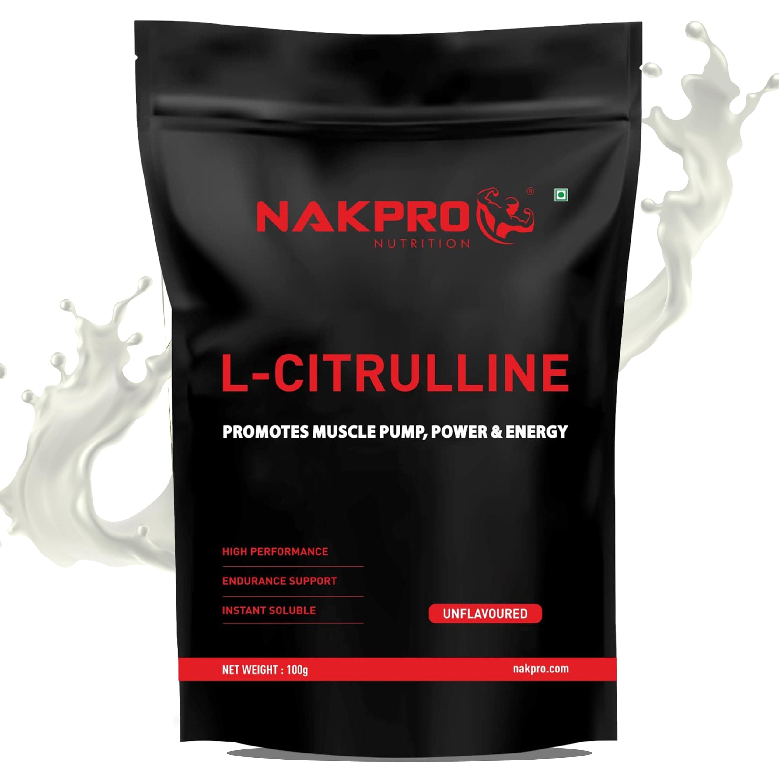 NAKPRO Nutrition Pure L-Citrulline Powder, Boosts Nitric oxide & Muscle growth (Unflavoured, 100g)