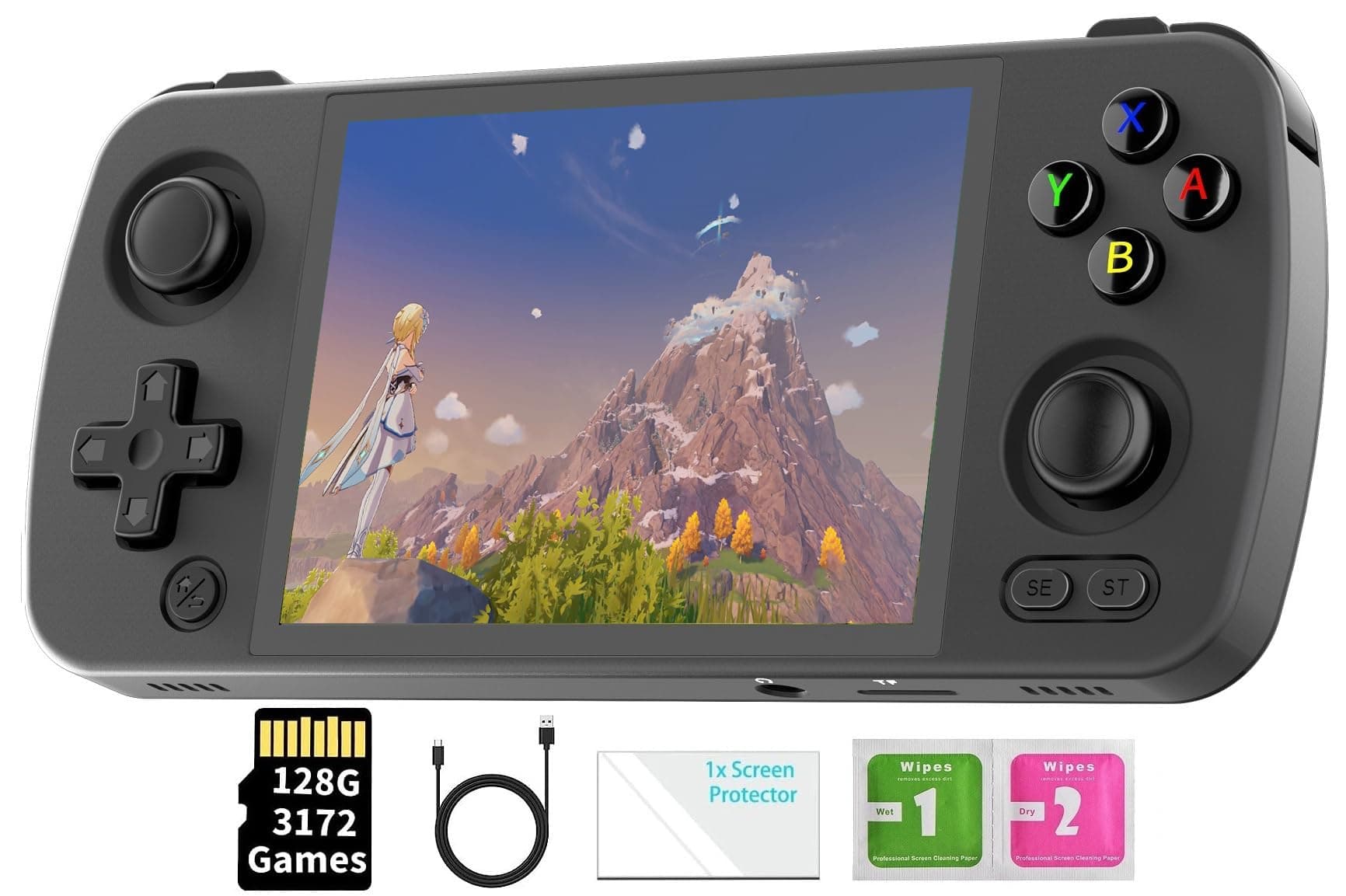 RG405M Retro Handheld Game Console, Aluminum Alloy CNC Android 12 System, Support Google Play 4.0 Inch IPS Touch Screen with 128G TF Card, 3172 Games (Black)