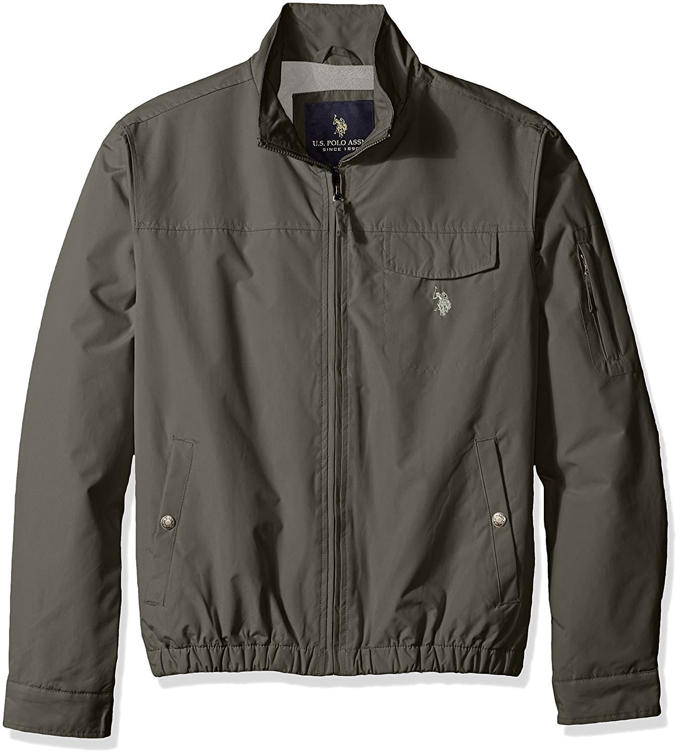 USPA U.S. Polo ASSN. Men's Micro Peached Windbreaker Jacket with Fleece Lining - Colors