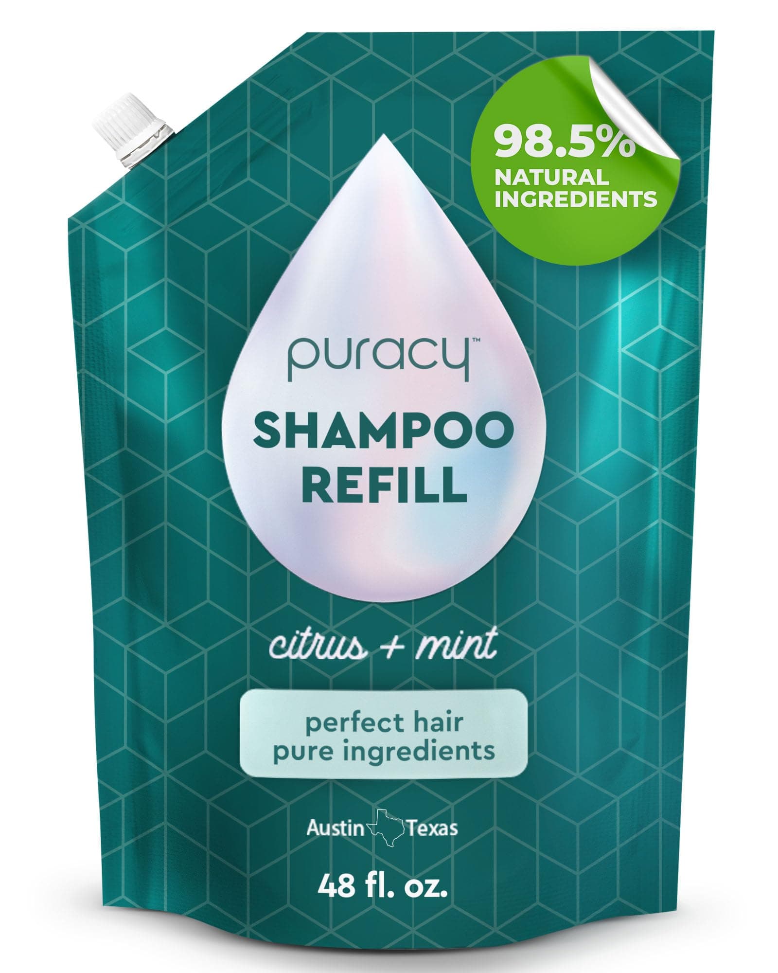 Puracy (1420ml (Pack of 1)) - Natural Shampoo Refill, 98.5% Plant-Based, Hair Stays Cleaner Longer with LexFeel N5, Colour-Safe Sulphate-Free Shampoo, 1420ml