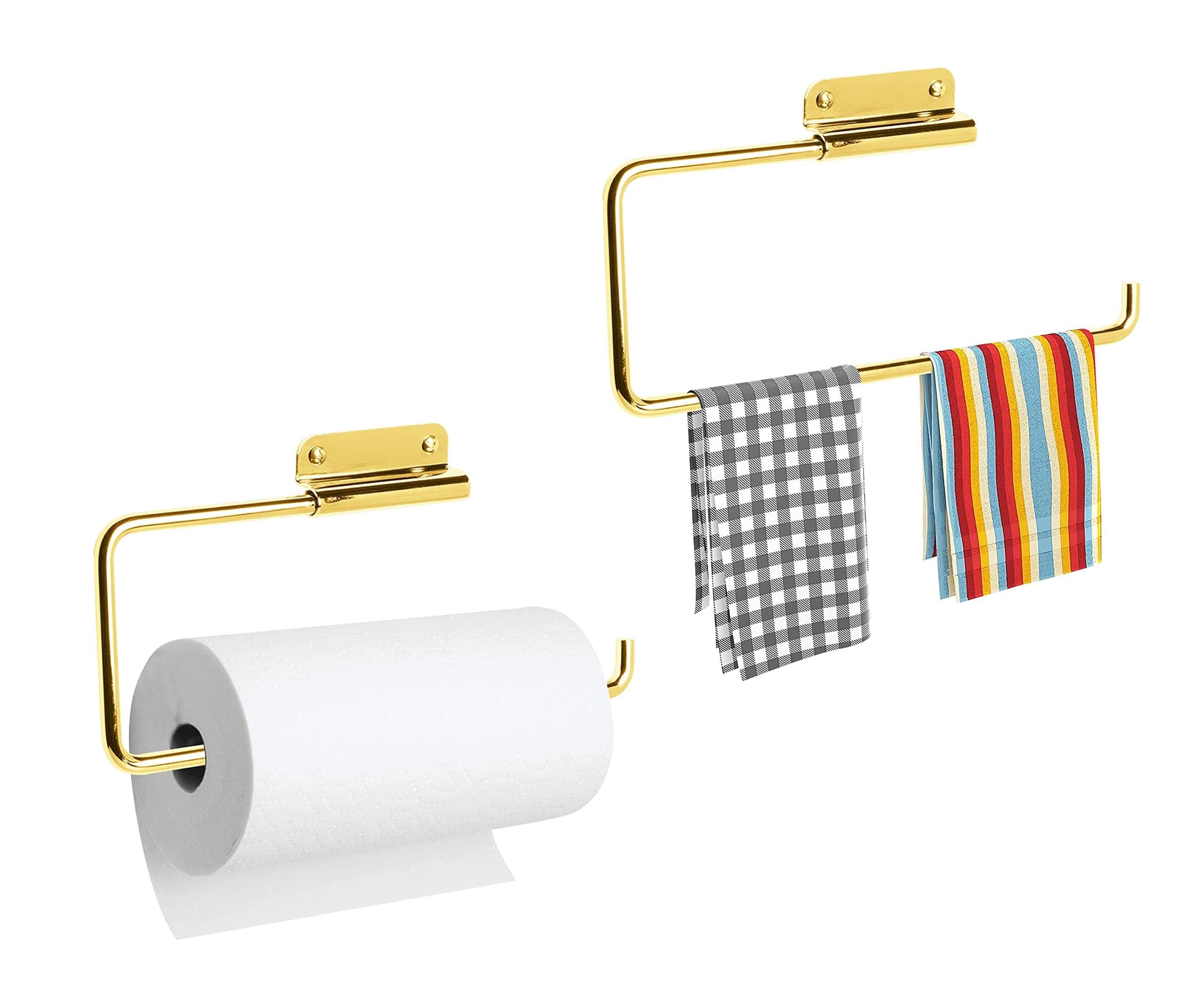 Neez Kitchen Roll Holder, Paper Towel Holder Under Cabinet Wall Mounted, Stainless Steel 30 x 0.75 x 11 cm (Brass)