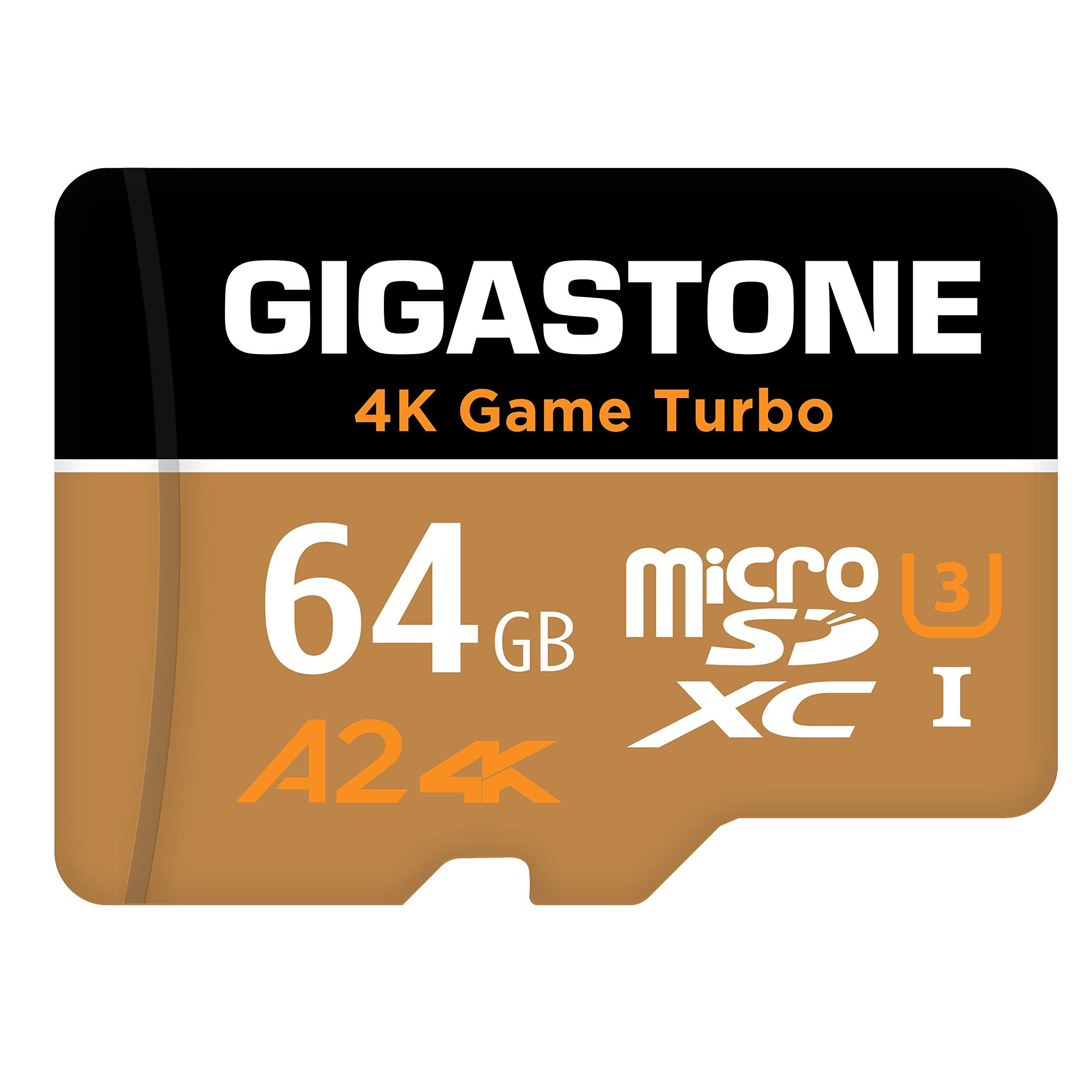 [5-Yrs Free Data Recovery] Gigastone 64GB Micro SD Card, 4K Game Turbo, MicroSDXC Memory Card for Nintendo-Switch, GoPro, Action Camera, DJI, Drone, UHD Video, R/W up to 95/35MB/s UHS-I U3 A2 V30 C10