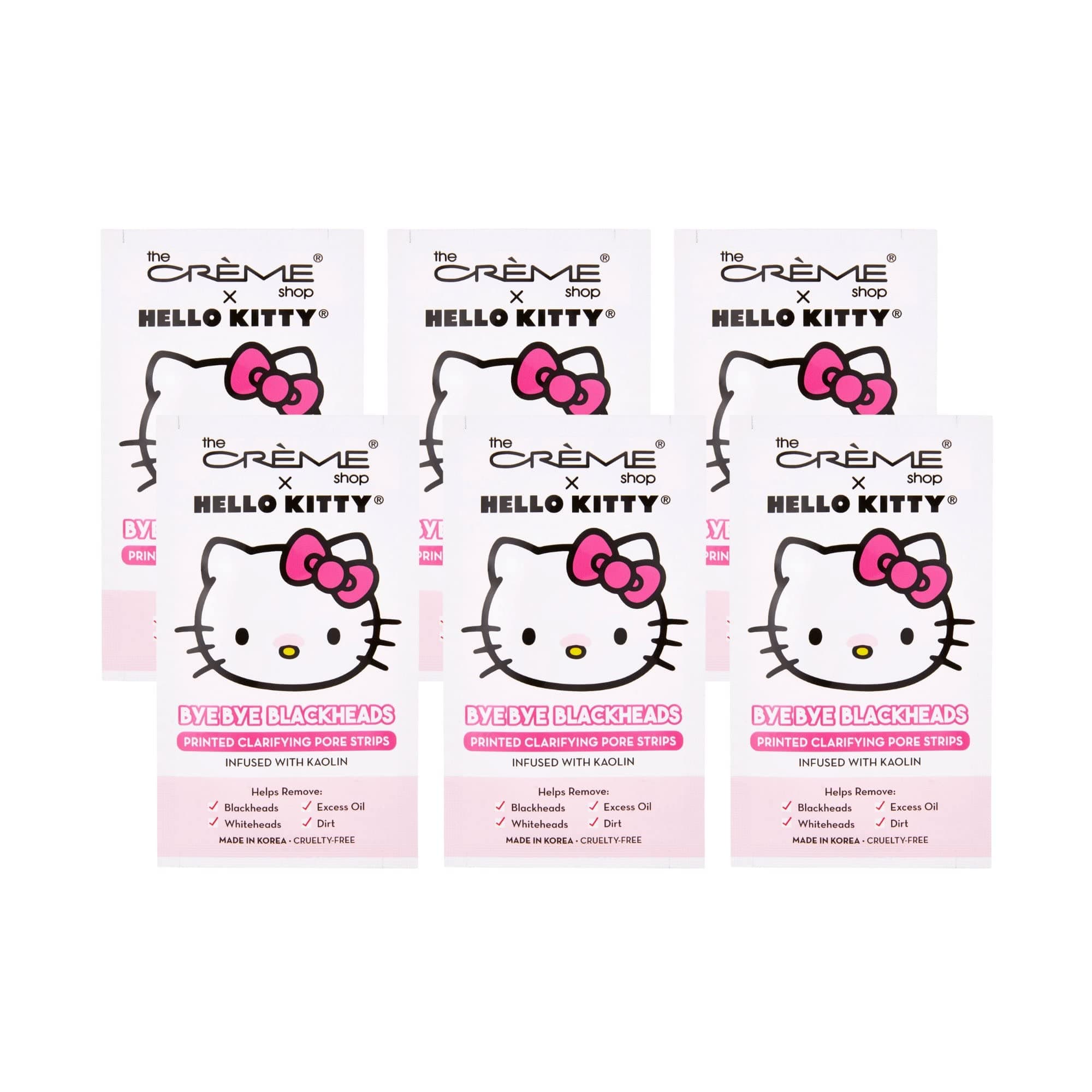 The Crème Shop Hello Kitty Bye Bye Blackheads Nose Pore Strips, Nose Pore Mask - Pack of 6