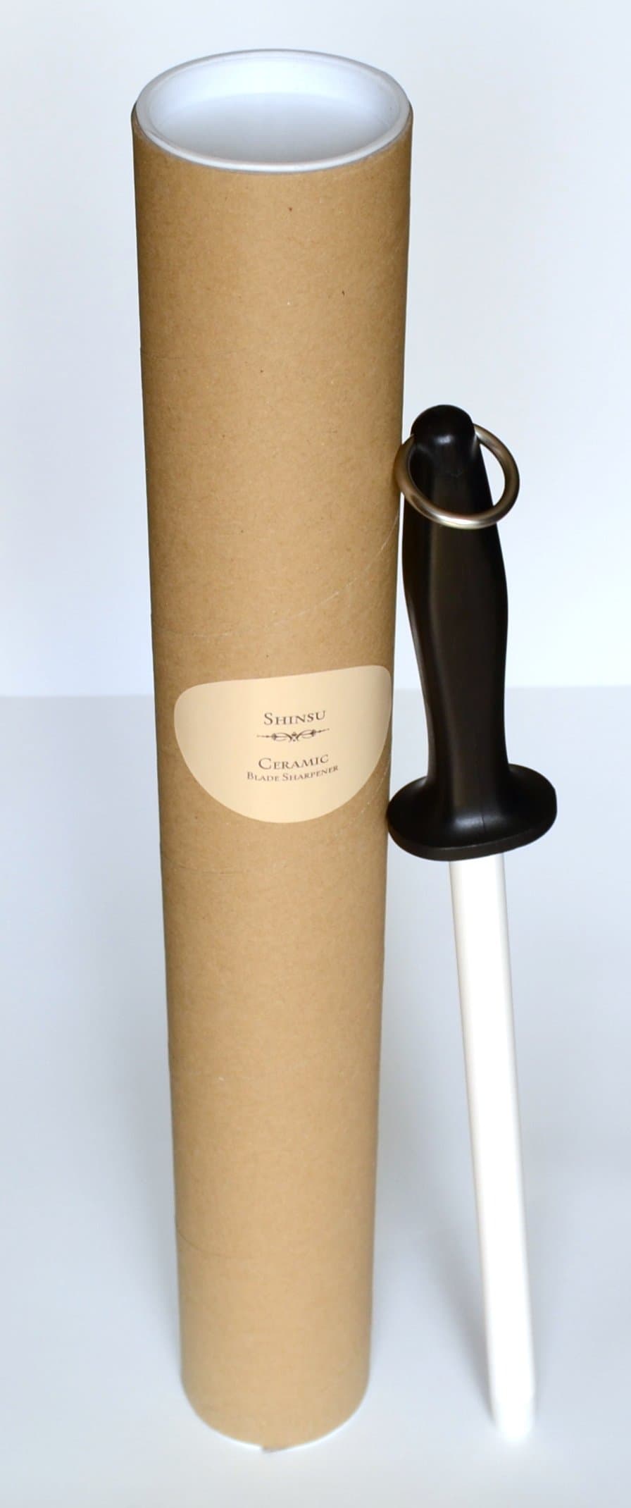 SHINSU Dual Action 10" Ceramic Sharpening Rod Coarse and Fine for Dull Steel Knives