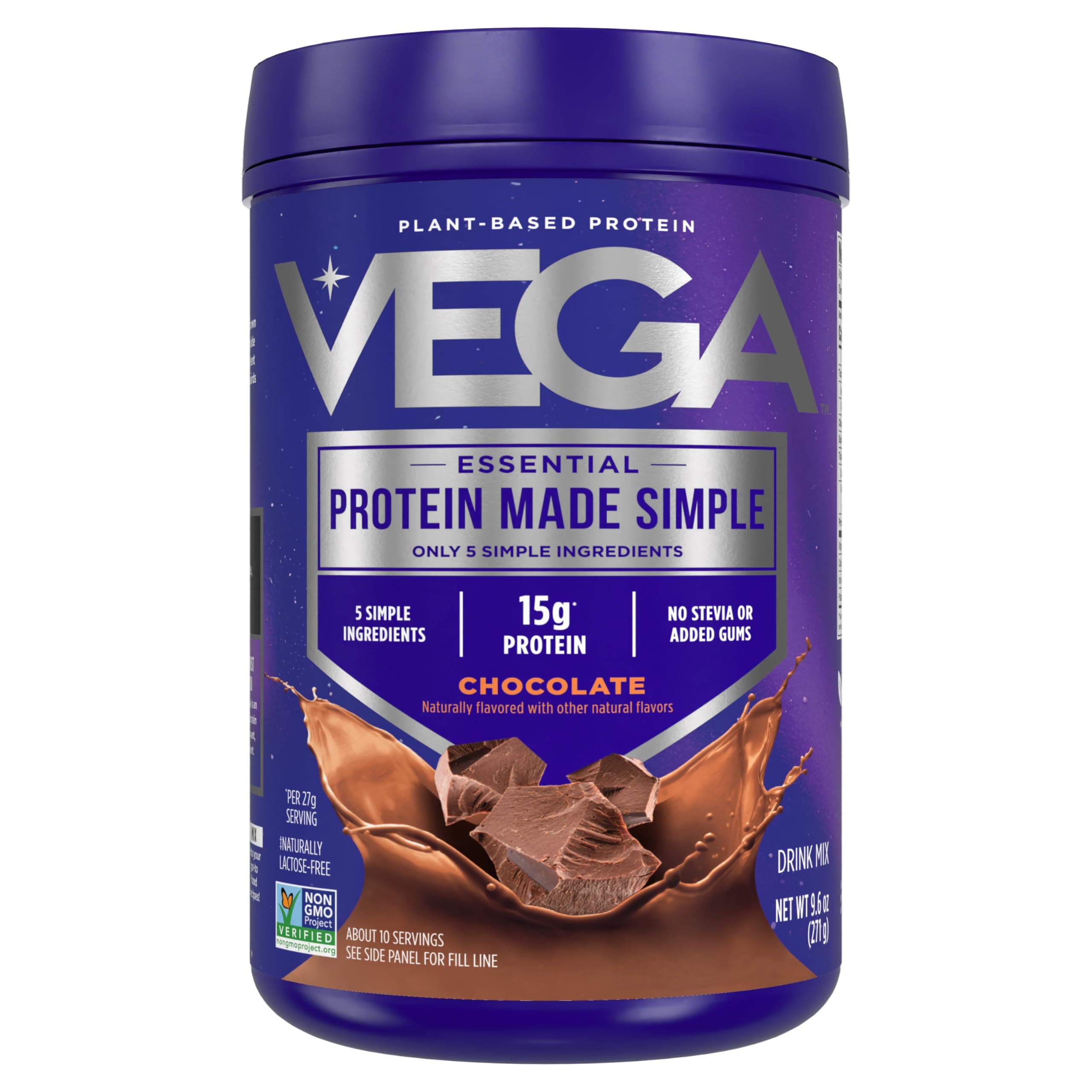 Protein Made Simple Dark Chocolate (10 Servings) Stevia Free Vegan Protein Powder, Plant Based, Healthy, Gluten Free, Pea Protein for Women and Men, 9.6 Oz (Packaging May Vary)