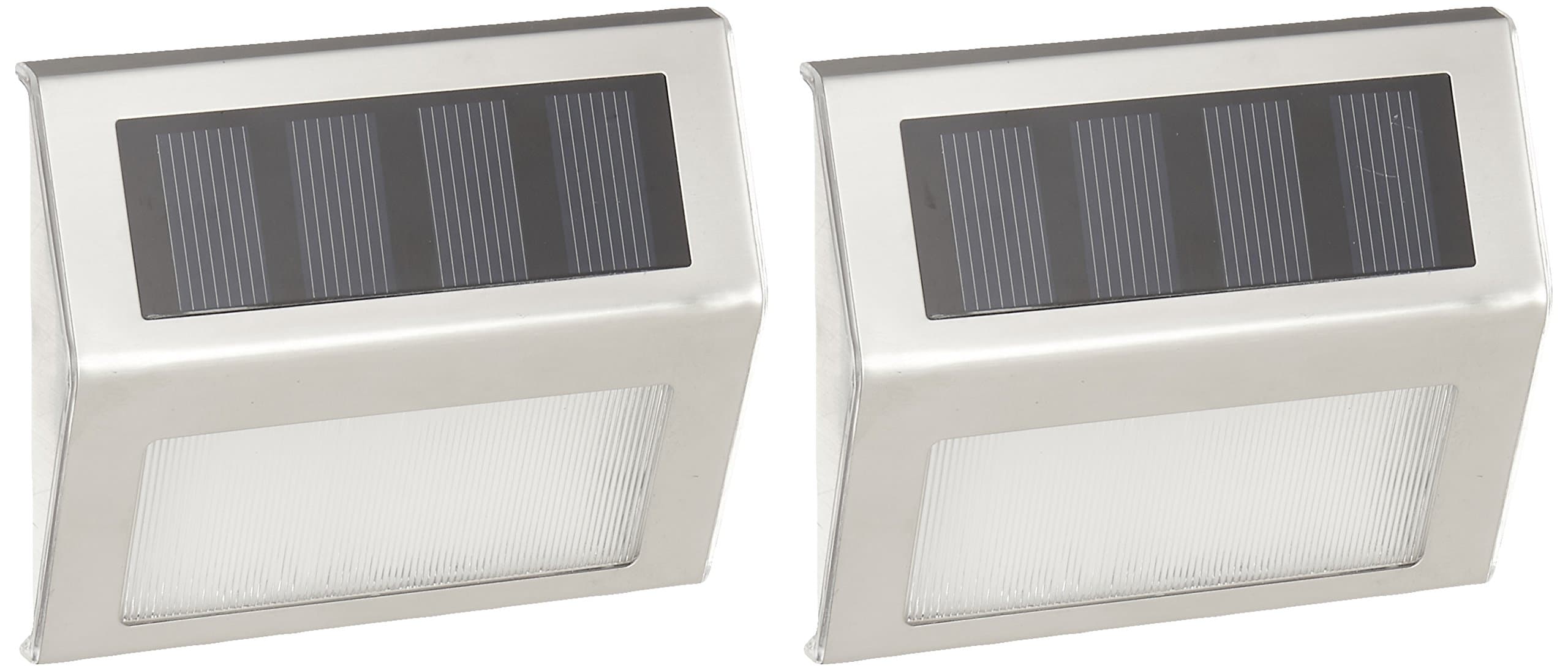 FangG (NYY) White 2 LED Solar Powered Stairway Light Lamp Pathway Step Wall Mounted Stairs Stainless Steel