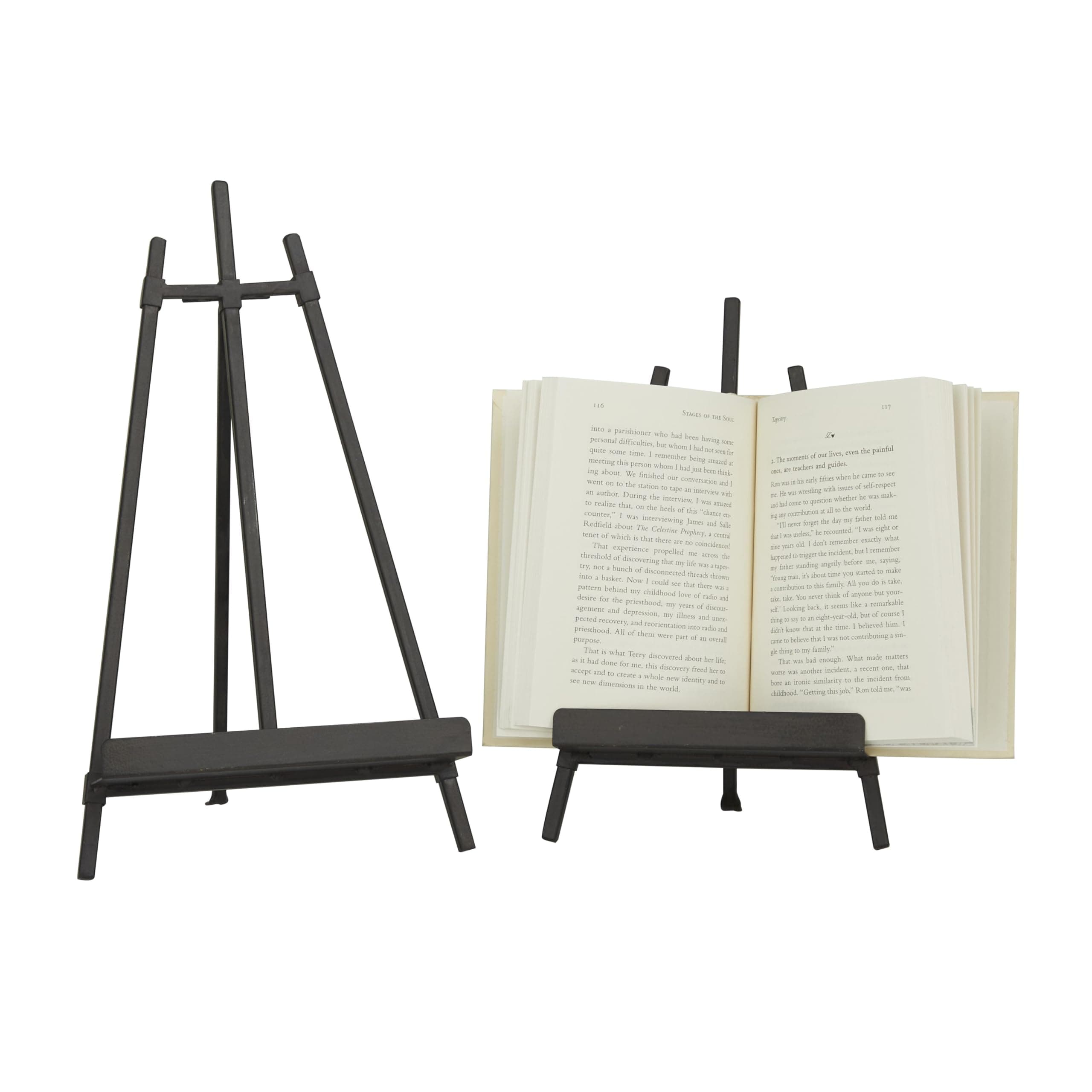 Deco 79 Metal Easel with Foldable Stand, Set of 2 13", 11"H, Black
