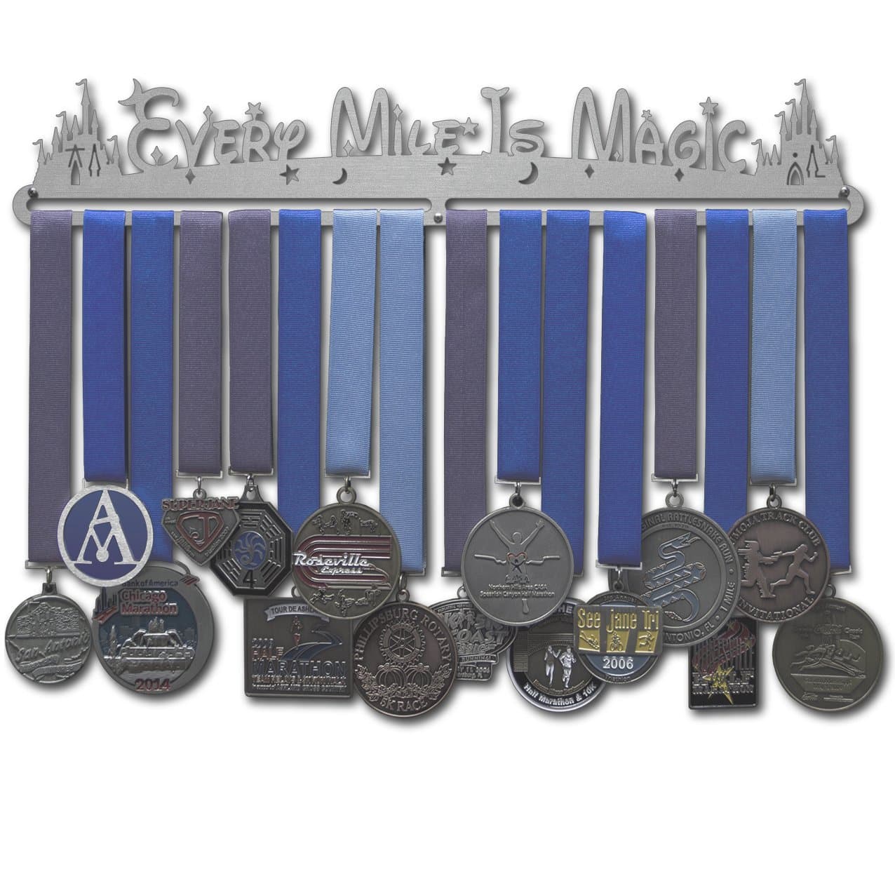 Allied Medal Hanger - Every Mile is Magic (18" Wide with 1 Hang bar) - Medal Hanger Holder Display Rack - Multiple Variations Offered!