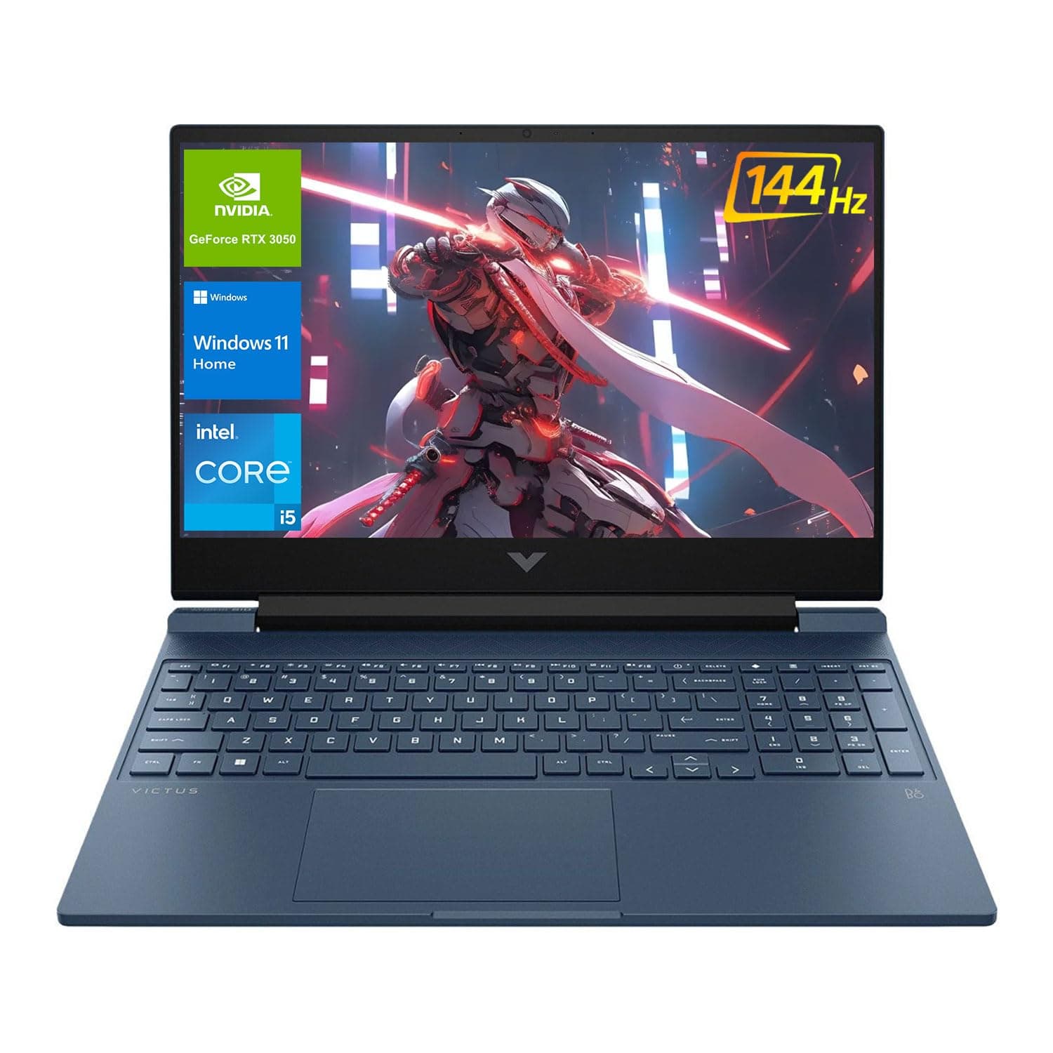 Victus 15.6 i5 Gaming Laptop, 15.6" FHD 1920x1080 144Hz, Intel Core i5-12450H, NVIDIA GeForce RTX 3050, 16GB RAM, 1TB SSD, Backlit KB, Touchpad, SD Card Reader, Camera(UPGRADE)