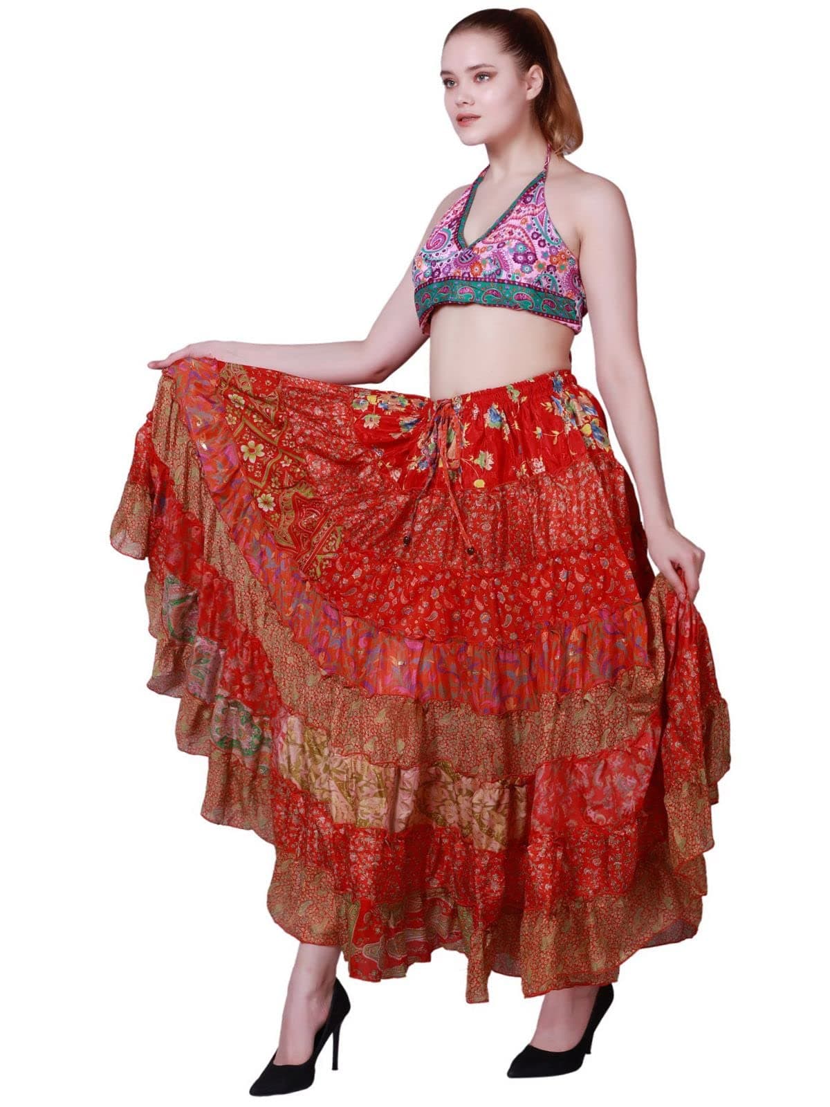 Women's Pack of 3 Tribal Style 7-Layer Skirt, One Size, Assorted