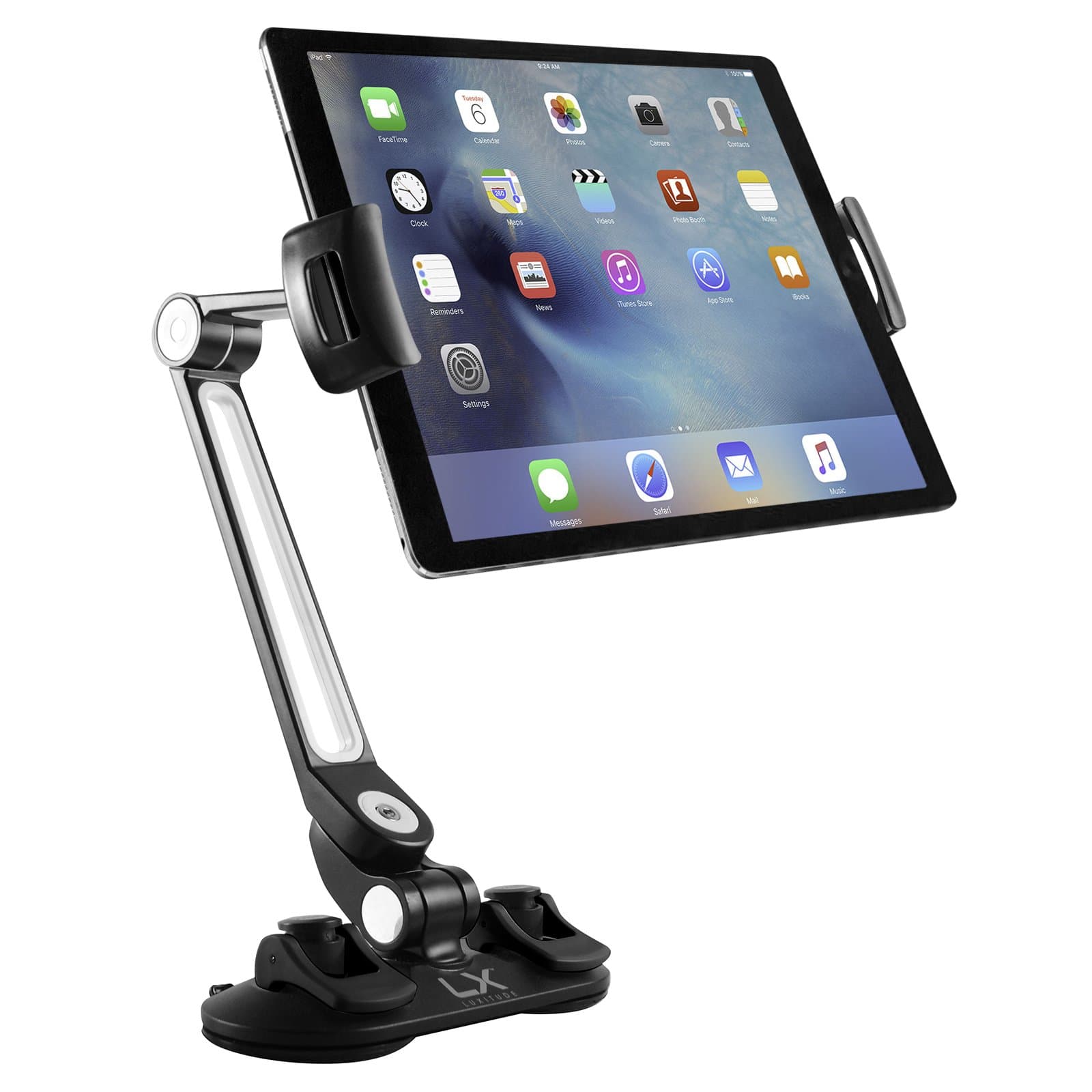 Tablet & Phone Holder with Suction Cups & 360 Degree Full Motion, Perfect for Smart Phones, Nintendo Switch, E-Readers & Tablets, Permanent or Temporary Mounting Solution