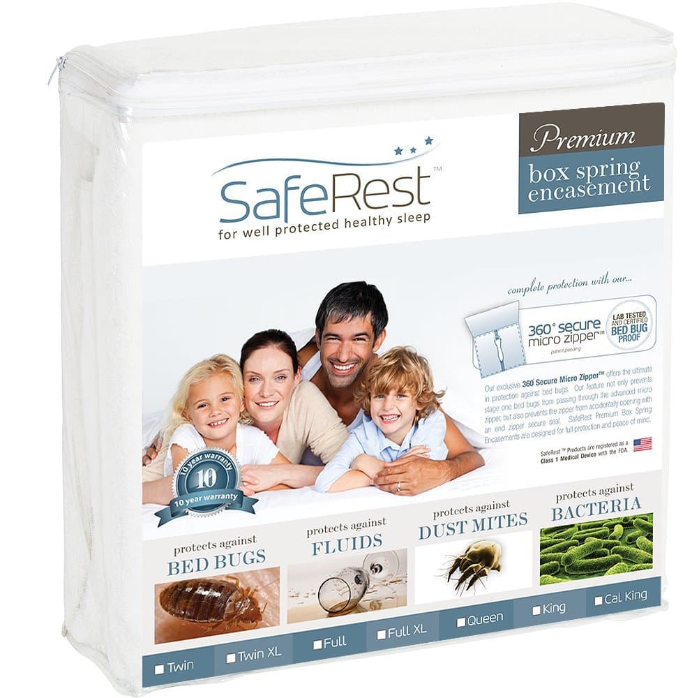 SafeRest Twin Size Premium Waterproof Lab Certified Bed Bug Proof Zippered Box Spring Encasement - Designed For Complete Bed Bug, Dust Mite And Fluid Protection 9"