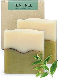 AUTHENTIC BATH & SOAP Cold Processed Tea Tree Soap Bar for Sensitive Skin, Fresh and Clean, Face & Body Wash for Man & Woman, Natural, Cruelty Free & Vegan, Fragrance Free, (Pack of 2) 120 g Each