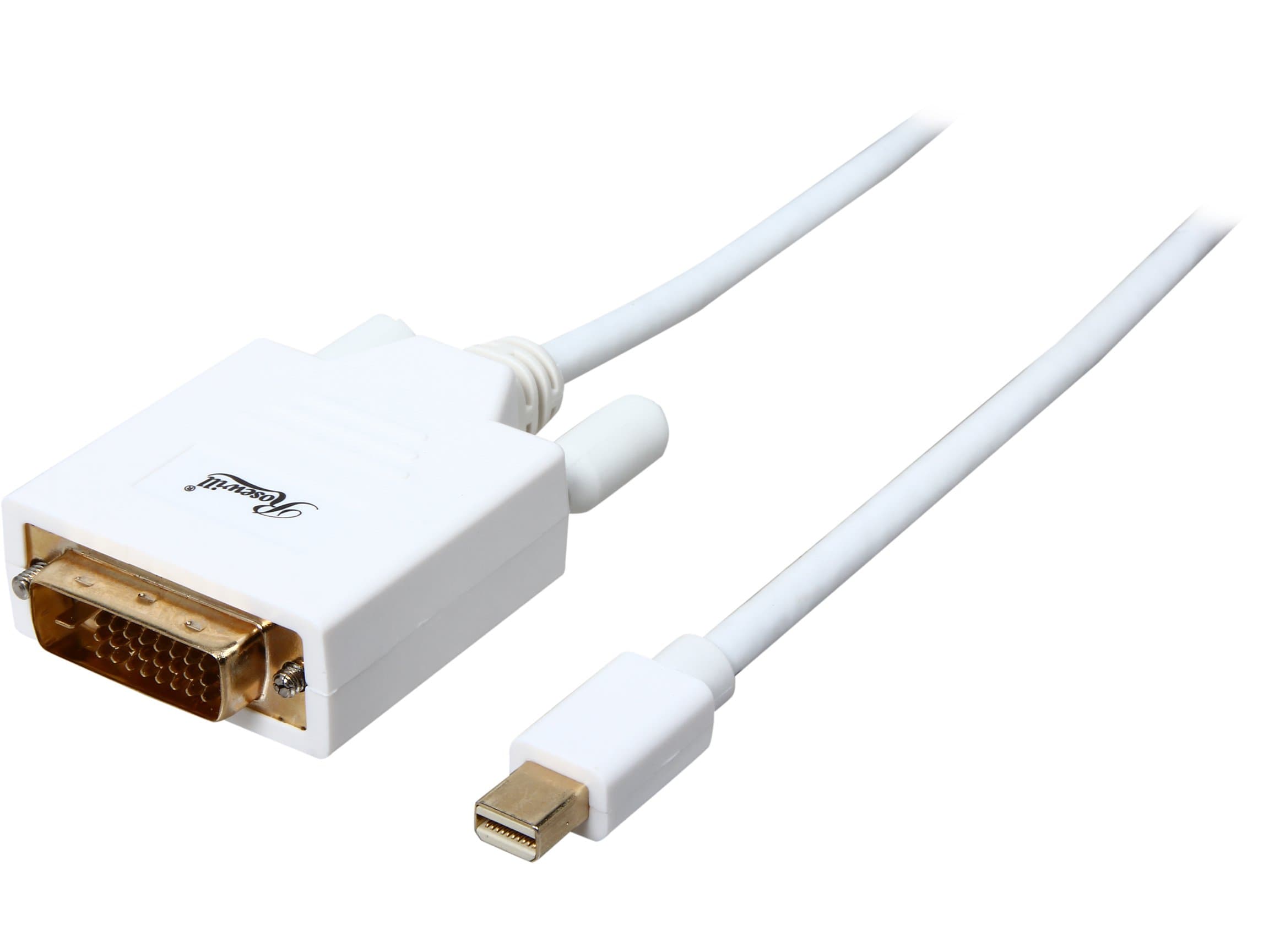 Mini DisplayPort to DVI Cable, White, 3 Feet Mini DP to DVI Cable with Gold Plated Connector, Mini DisplayPort Male (Thunderbolt Supported), DVI Male