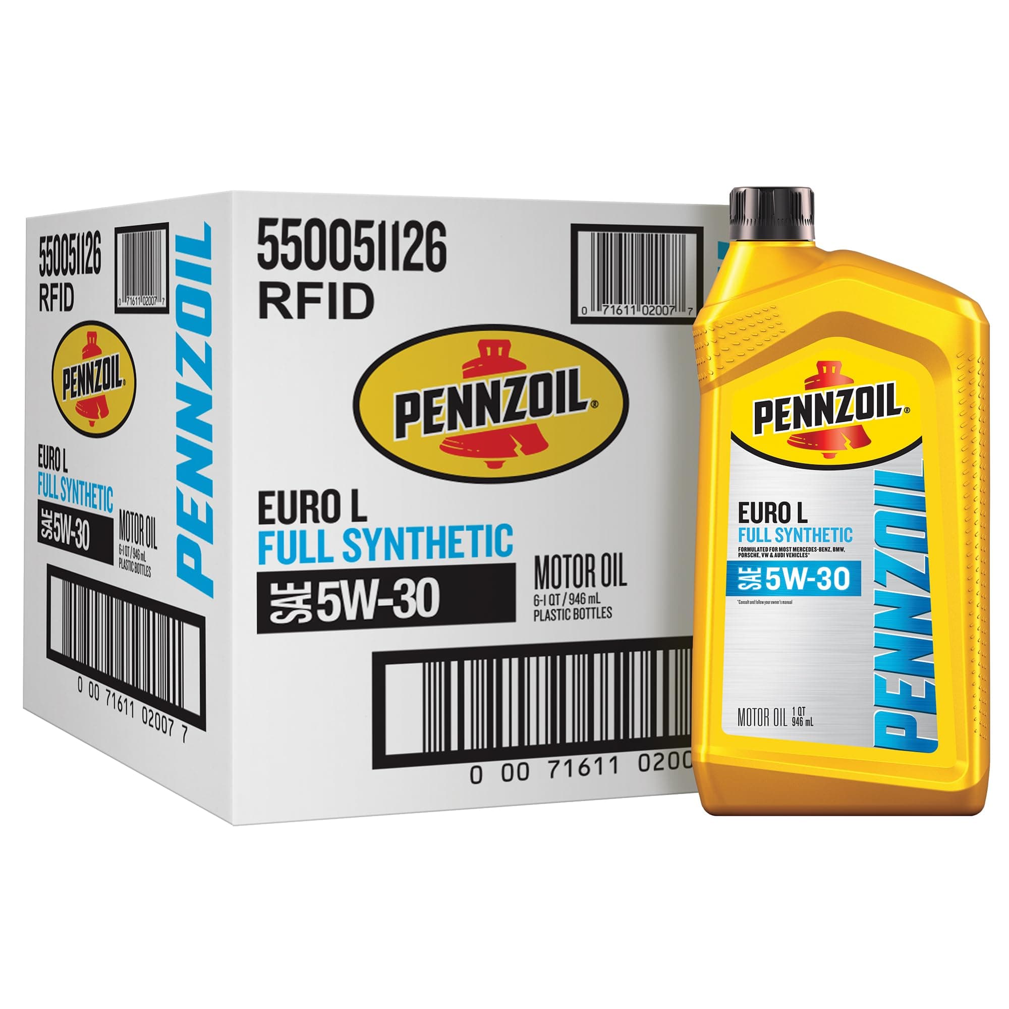 Platinum Euro L Full Synthetic 5W-30 Motor Oil, 1 Quart (6 Pack)