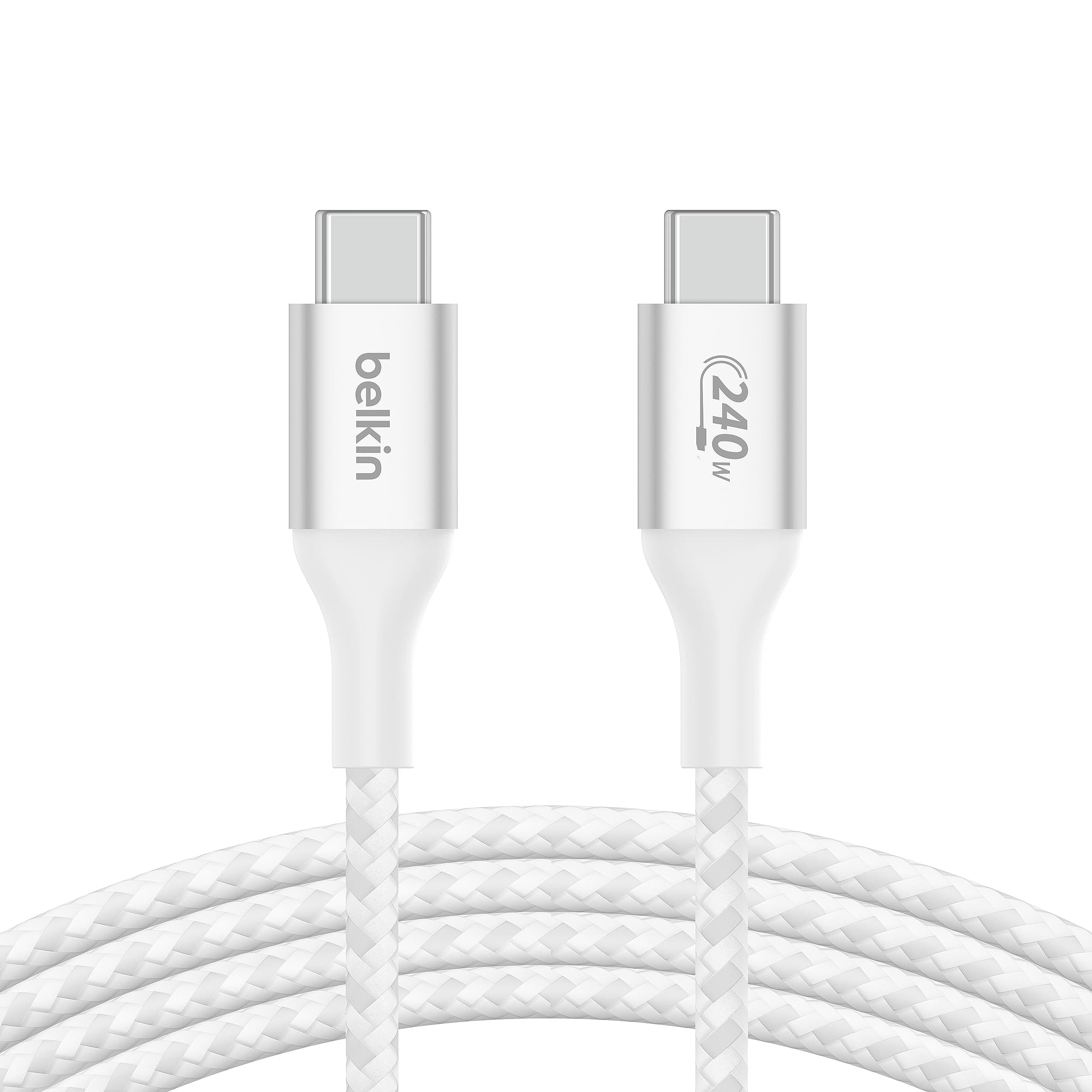 BoostCharge USB-C to USB-C Power charger cable, USB-IF certified fast charging cable with 240W Power Delivery for iPhone 16, 15, MacBook, Chromebook, Galaxy, iPad, Pixel & More - 1m, white