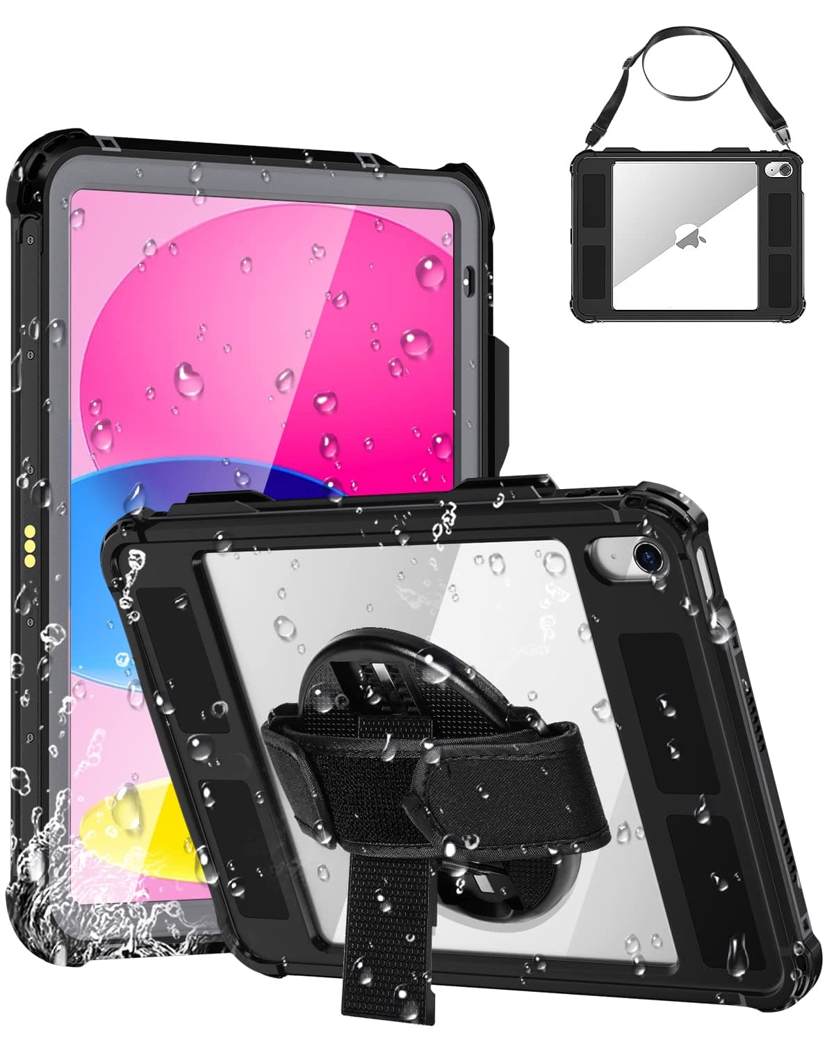 AICase for iPad (A16) 11th Generation 11 Inch 2025/iPad 10th Generation Waterproof Case 2022,Built-in Screen Protector Shockproof Drop Proof Protective Case with Pen Holder+Hand Strap+Kickstand