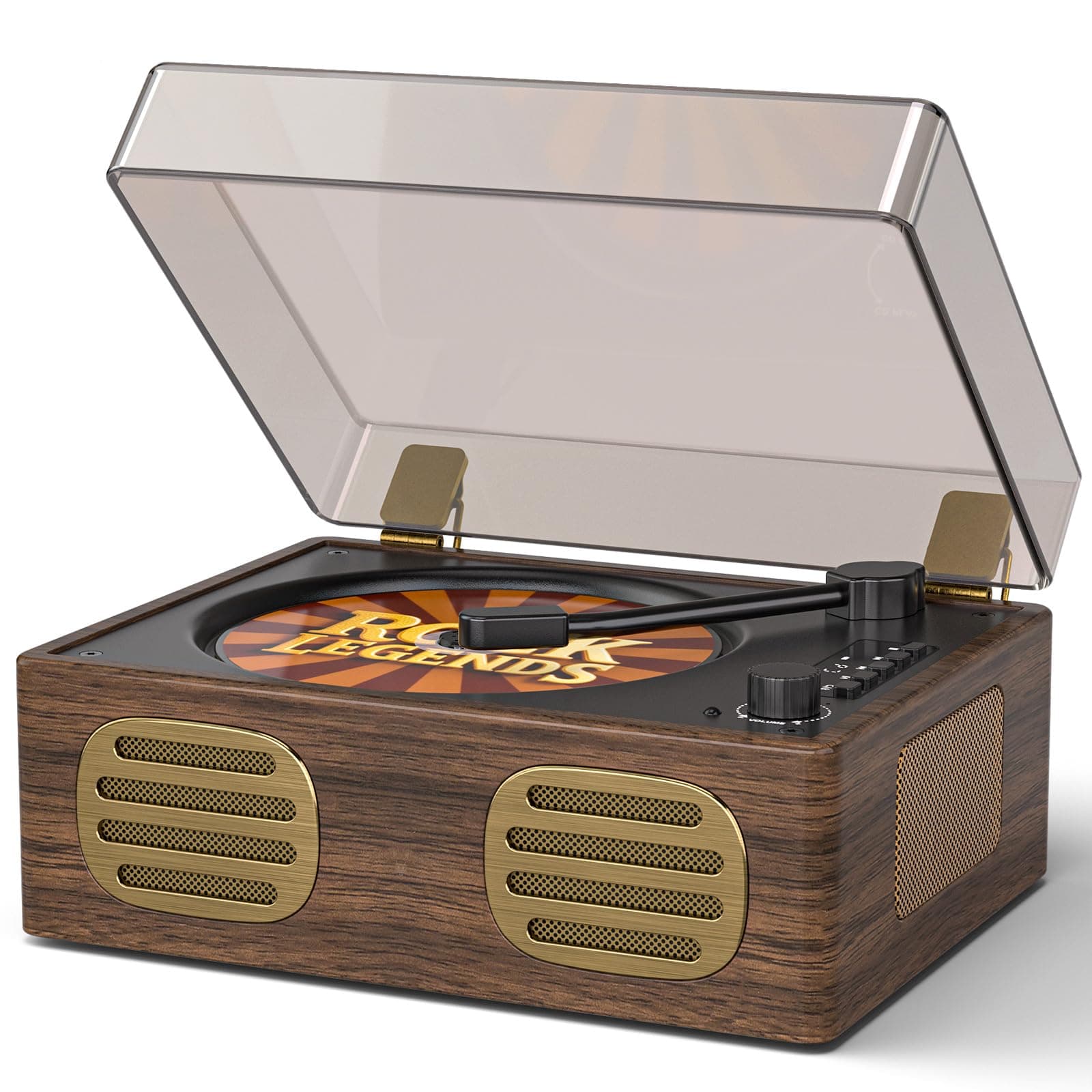 Rechargeable CD Player Portable with Upgraded Speakers Bluetooth Output - Vintage CD Player with LED Display for Home Support CD/AUX/USB, Walnut