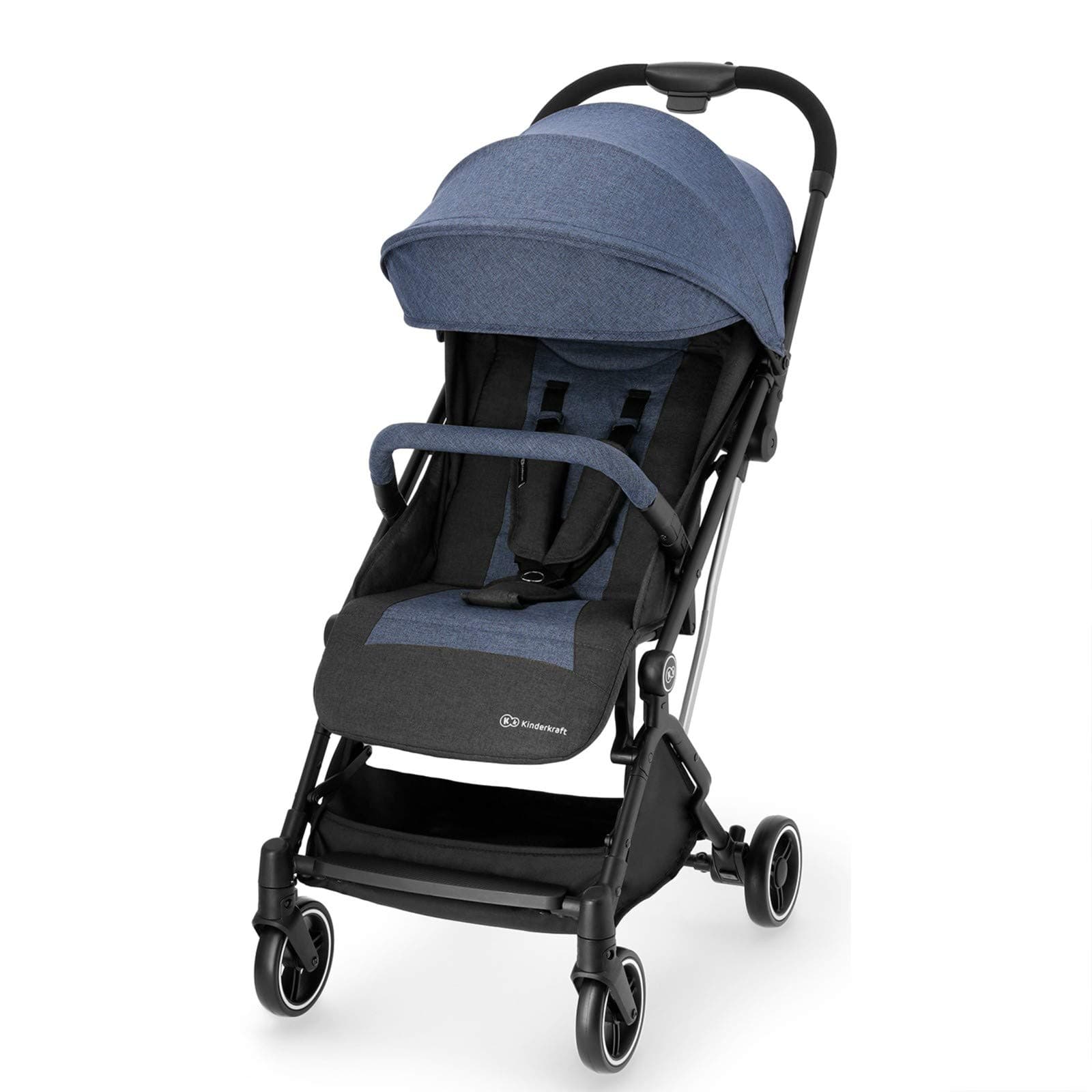 Kinderkraft Lightweight Stroller INDY, Baby Pushchair, Travel Buggy, Easy Folding and Transport, Ajustable Backrest, with Accessories, Rain Cover, from Birth to 3.5 Years, Denim