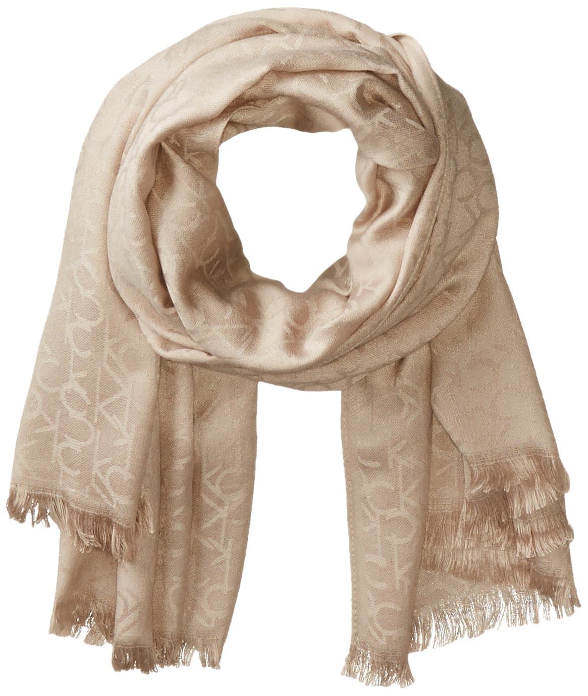 Calvin Klein Lightweight Pashmina Scarf with Tonal Logo Pattern