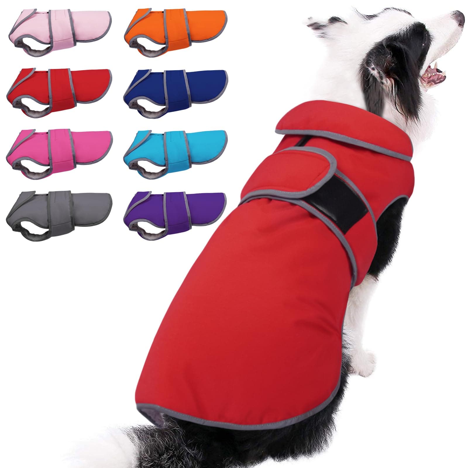 MIGOHI Warm Dog Coat Winter Dog Jacket,Waterproof Cold Weather Coats for Dogs,Fleece Jacket for Small Medium Large Dogs,Reflective Thick Fleece Vest with Leash Hole