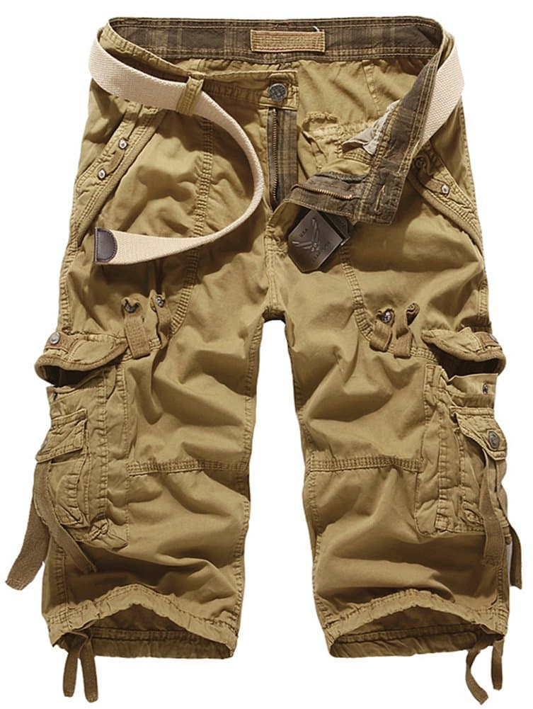 Mochoose Men's Summer Casual Cotton Twill Cargo Shorts 3/4 Multi Pockets Outdoor Wear Pants