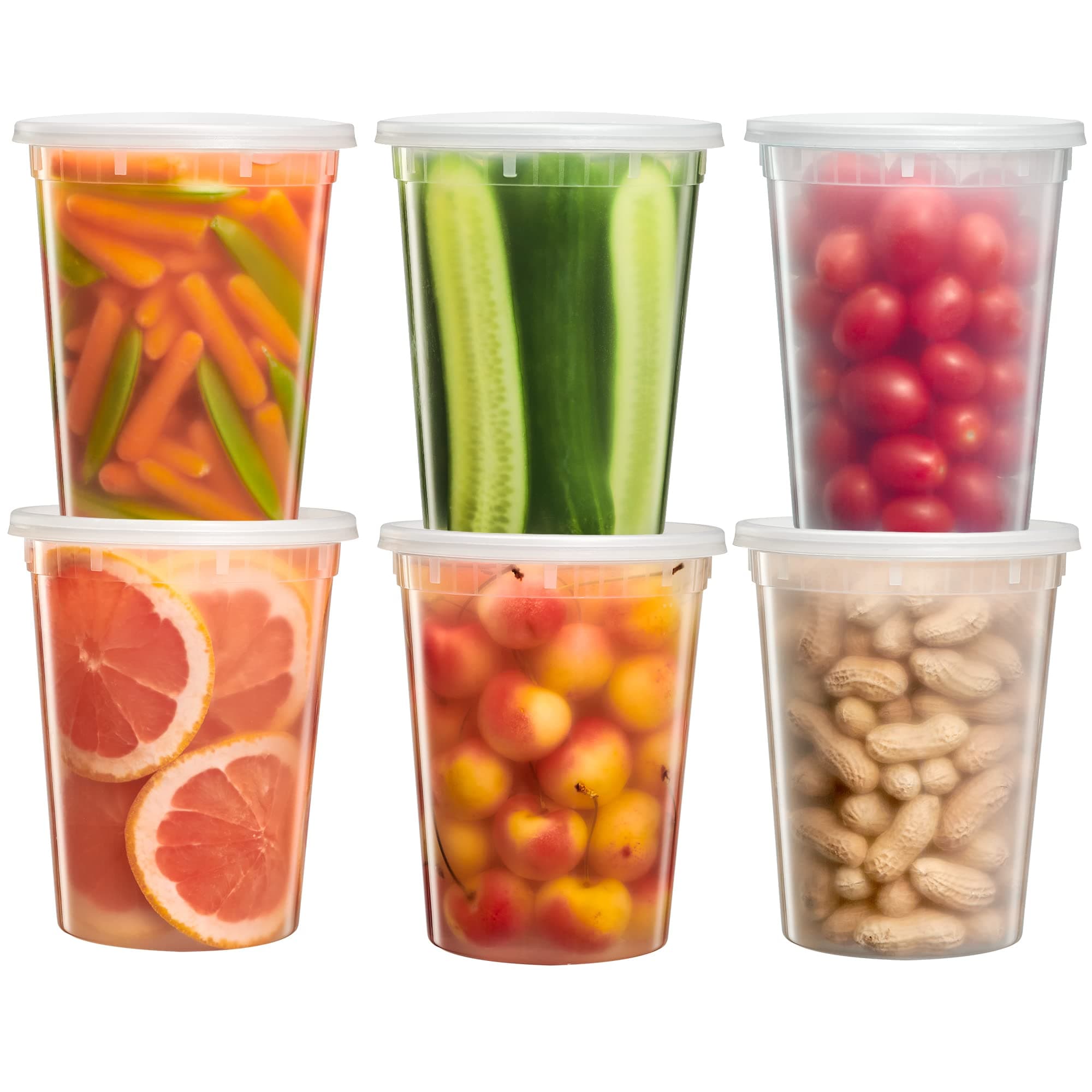 [24 Sets] 32 oz. Deli Food Storage Freezer Containers With Leak-proof Lids