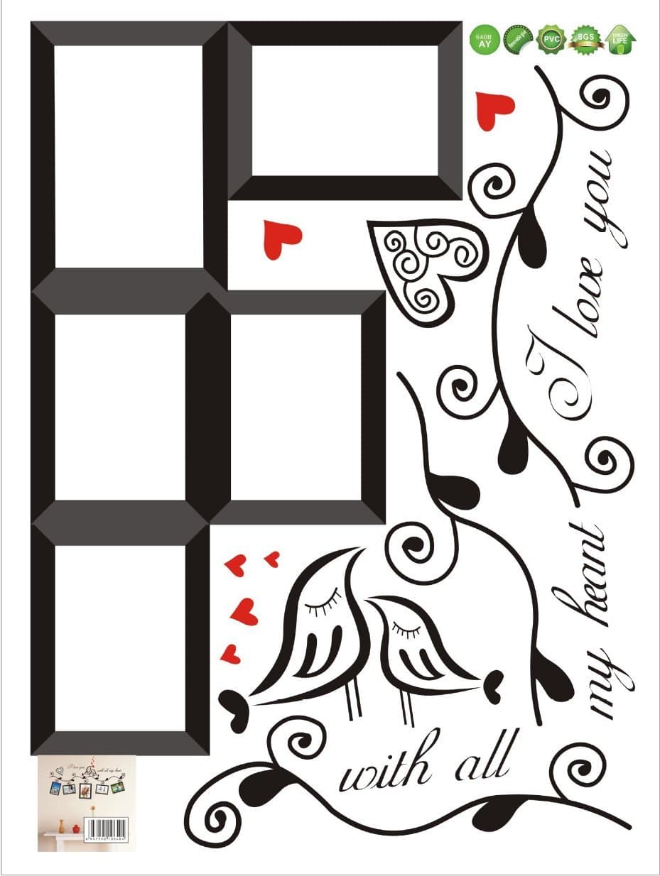 Black Photo Frame Wall Stickers DIY Mural Art Decal Self Adhesive Removable PVC Wallpaper Decor,19.7 inch27.6 inch Original